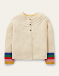Cotton Cashmere Mix Cardigan-Ecru Rainbow