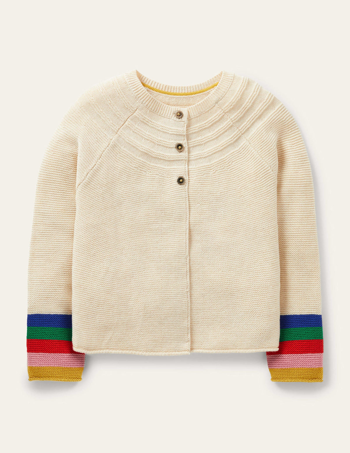 Cotton Cashmere Mix Cardigan-Ecru Rainbow - Image 1