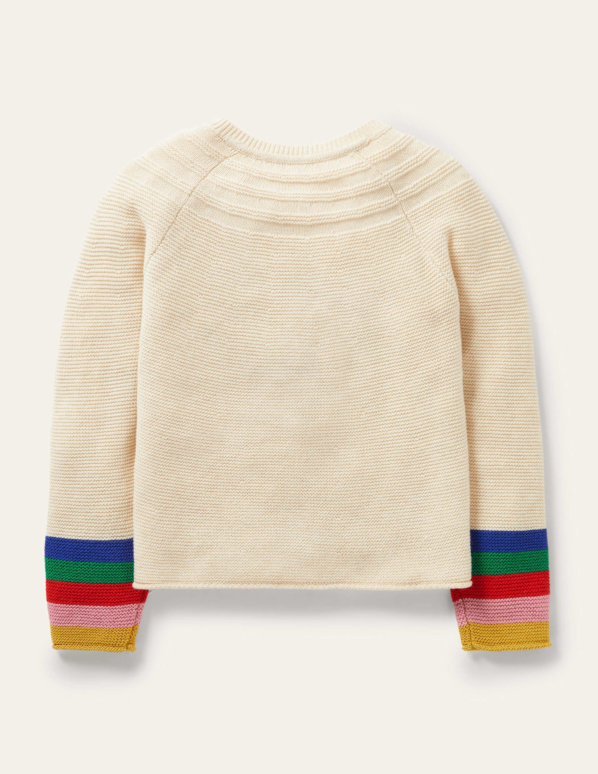 Cotton Cashmere Mix Cardigan-Ecru Rainbow - Image 2
