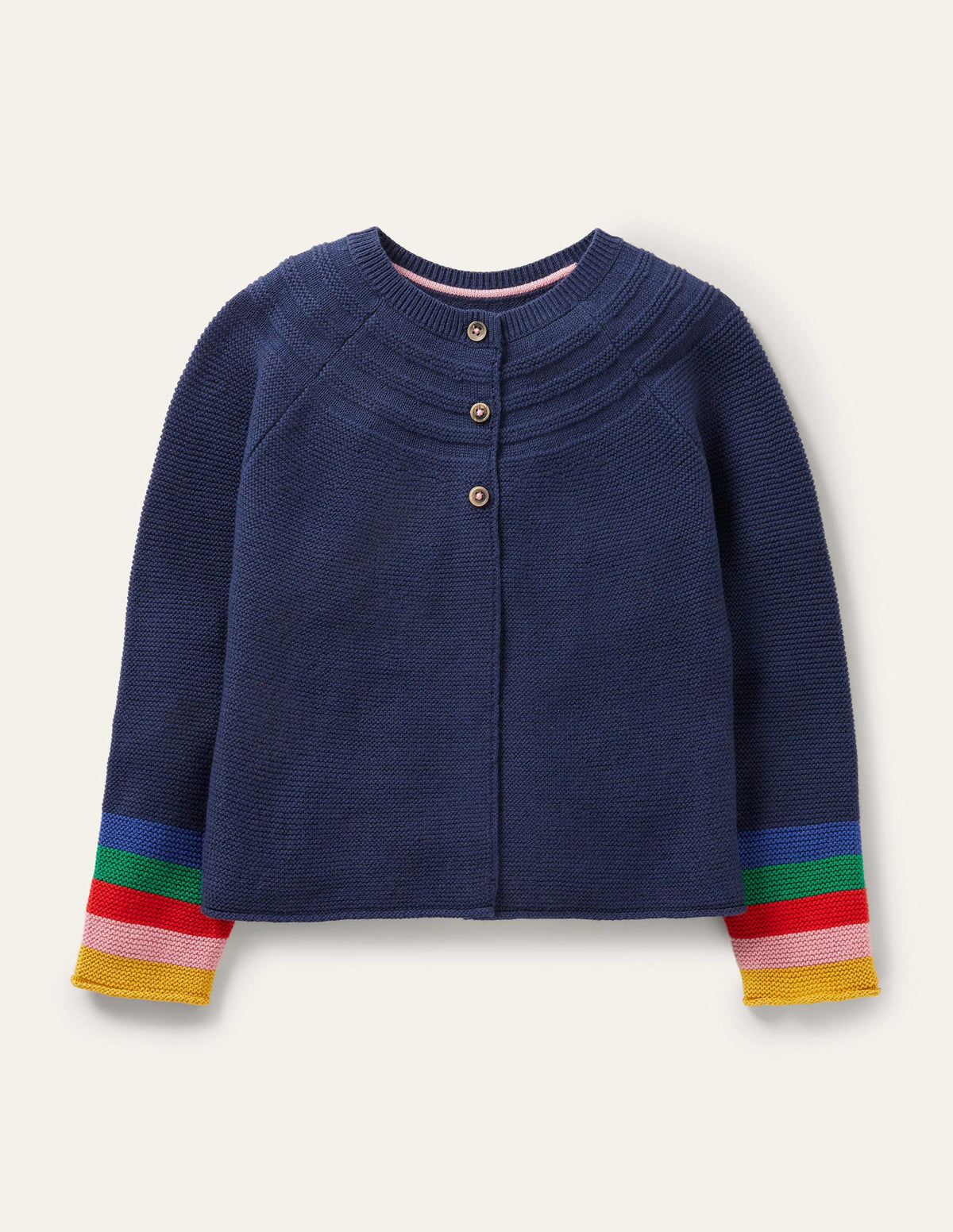 Navy Rainbow Sleeve Cashmere Blend Cardigan-College Navy Rainbow-1