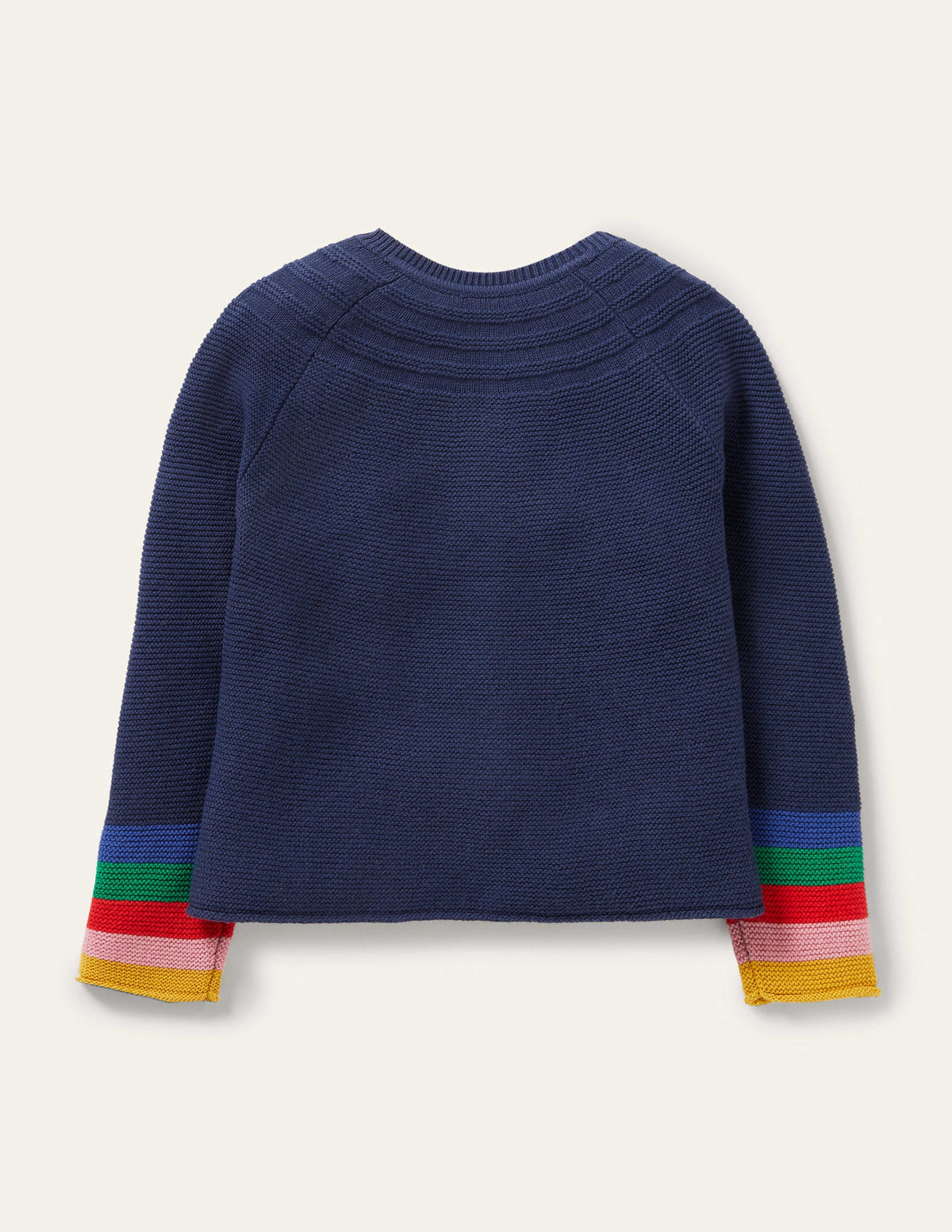 Navy Rainbow Sleeve Cashmere Blend Cardigan-College Navy Rainbow-2