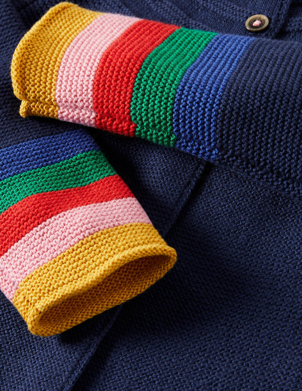 Navy Rainbow Sleeve Cashmere Blend Cardigan-College Navy Rainbow-3