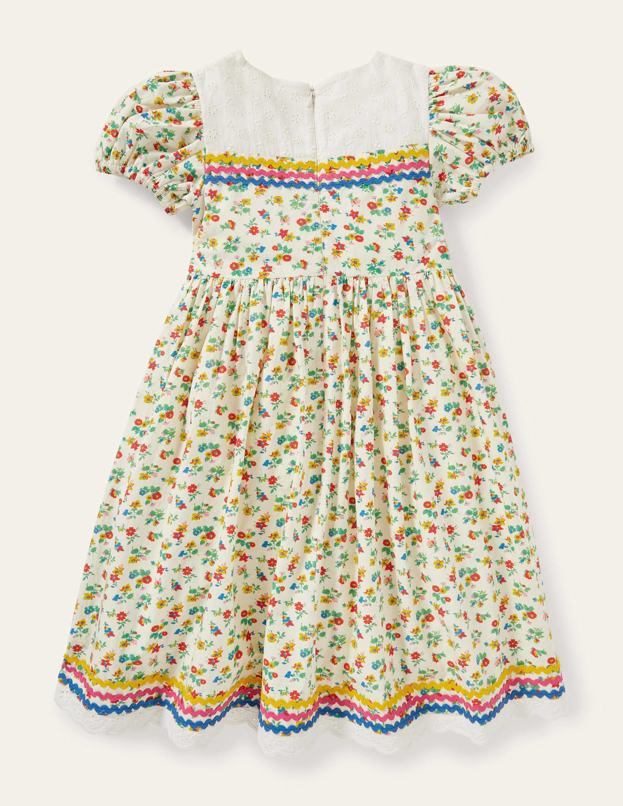Rickrack Woven Dress-Ivory Floral - Image 2