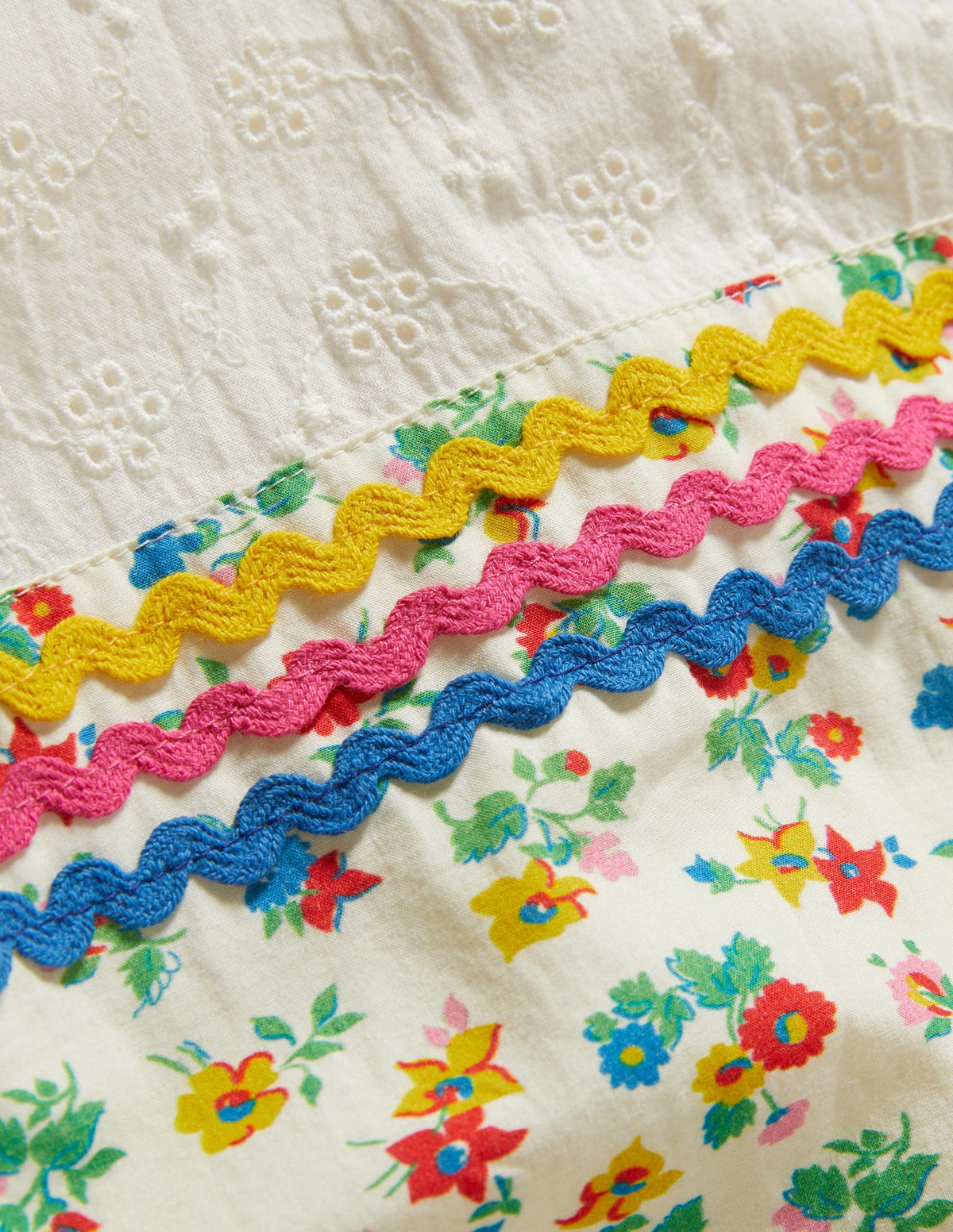 Rickrack Woven Dress-Ivory Floral - Image 3