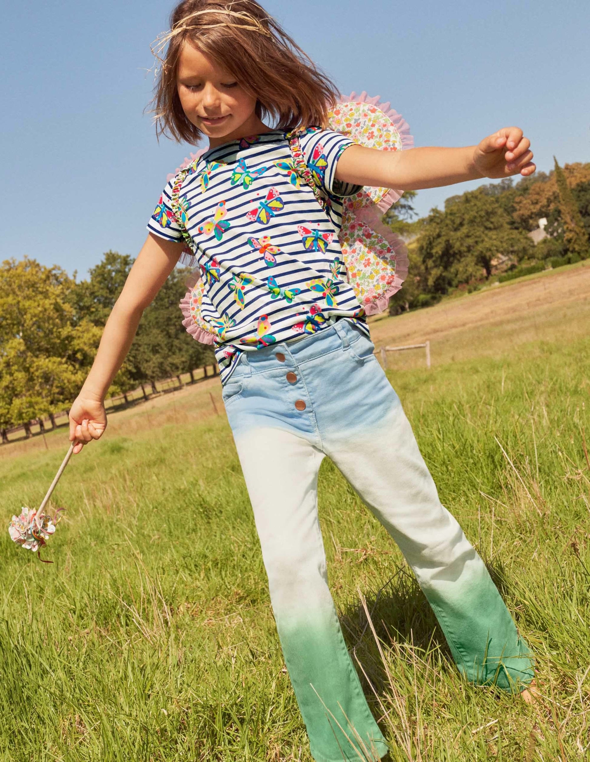 Flared Jeans-Surfboard Blue/Green Ombre-4