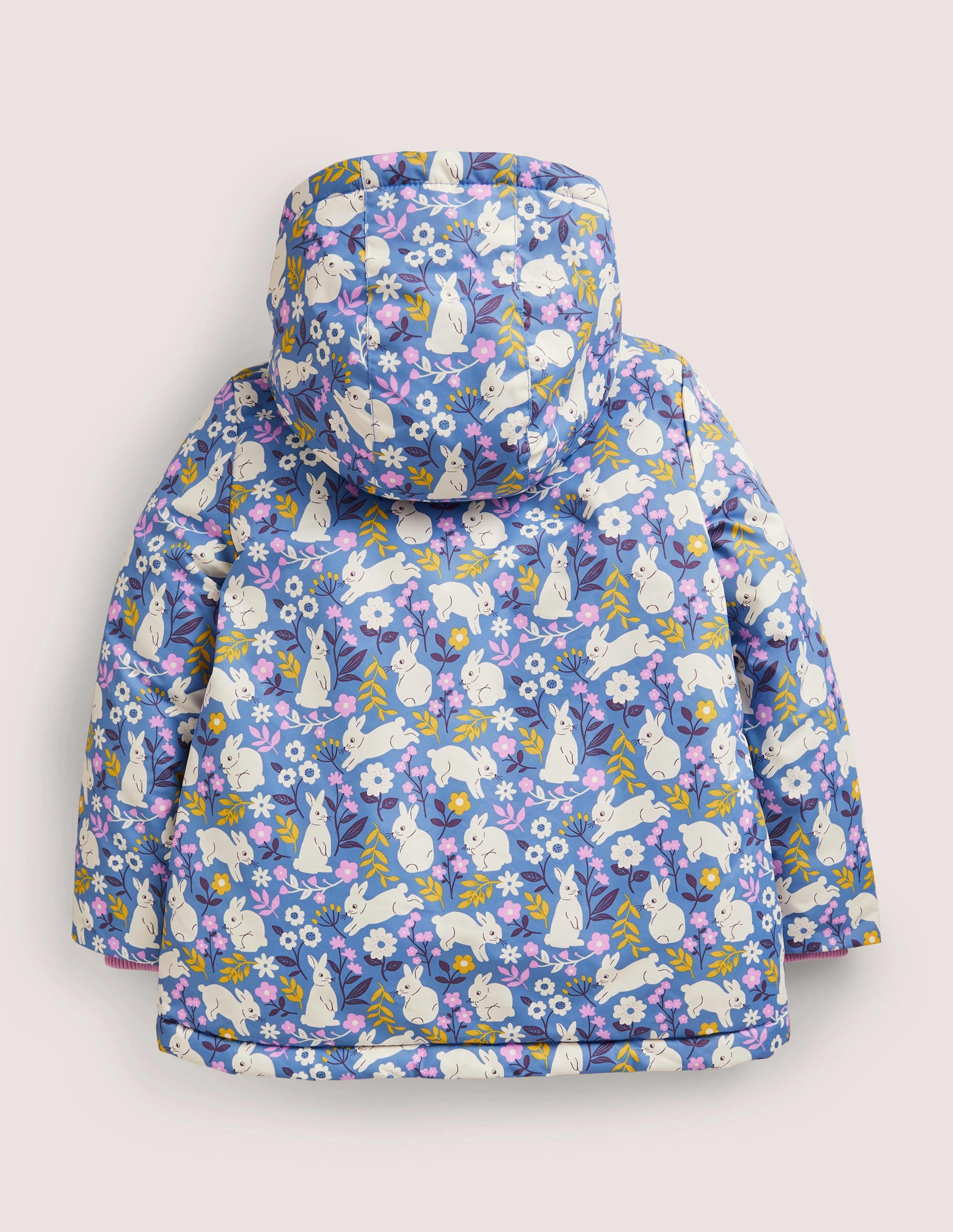 Blue Bunny Print Sherpa Lined Anorak-Riviera Blue Bunny Field - Image 2