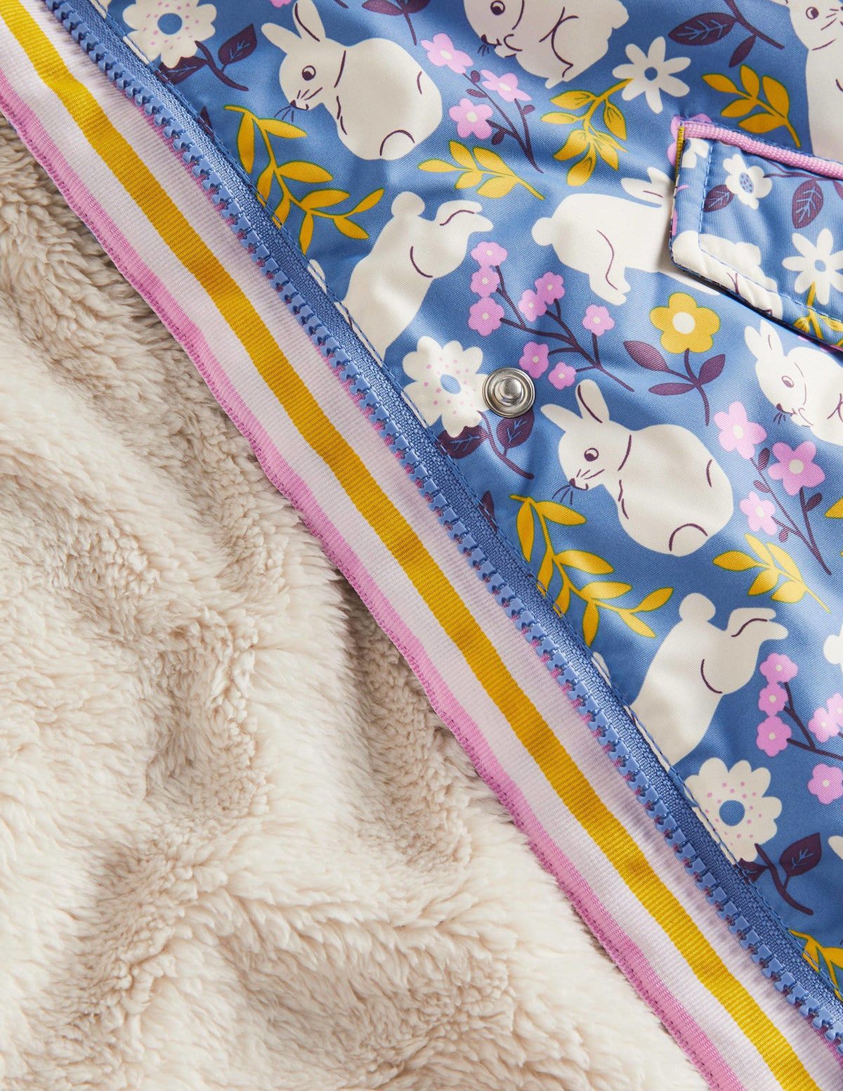 Blue Bunny Print Sherpa Lined Anorak-Riviera Blue Bunny Field - Image 3