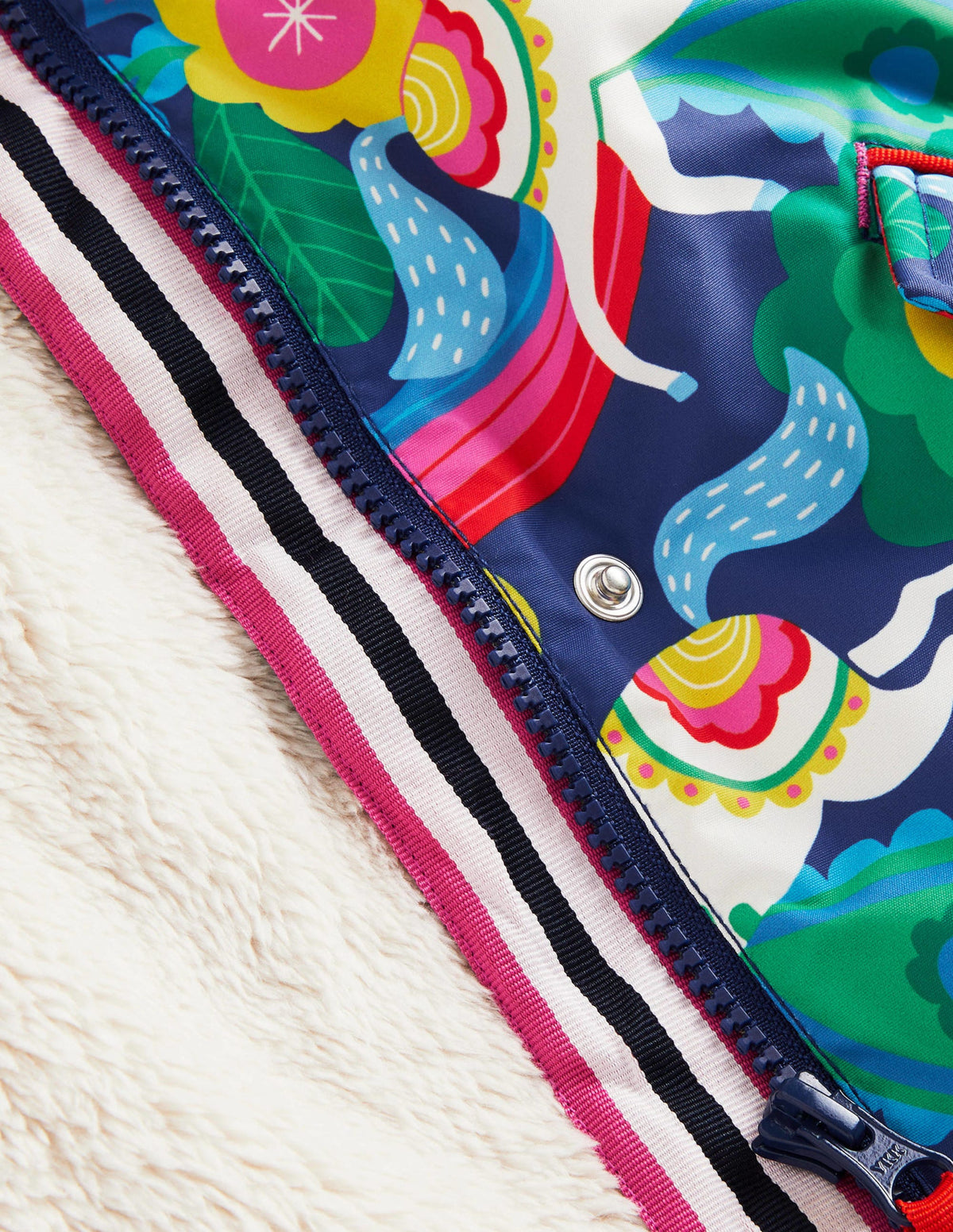 Navy Unicorn Print Sherpa Lined Anorak-Multi Flowerpatch Unicorns - Image 3