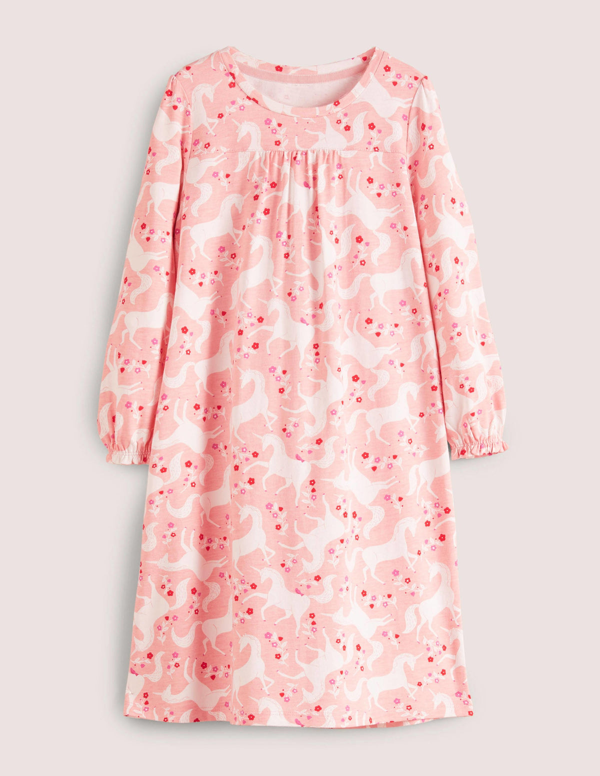Printed Long-sleeved Nightie-Sweet Pea Pink Fairies-1