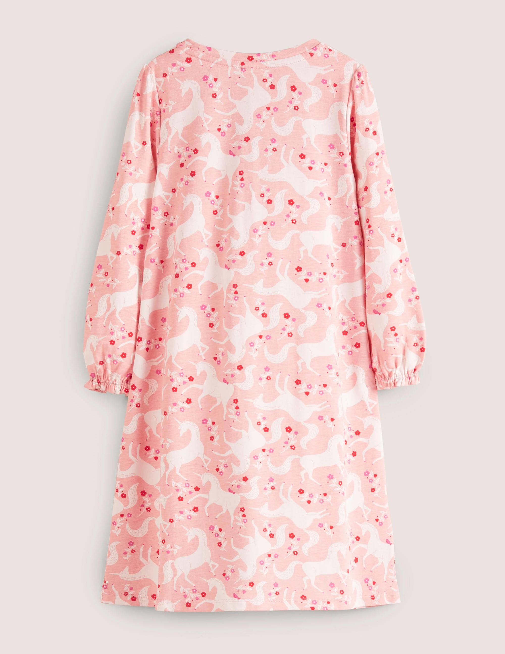 Printed Long-sleeved Nightie-Sweet Pea Pink Fairies - Image 2