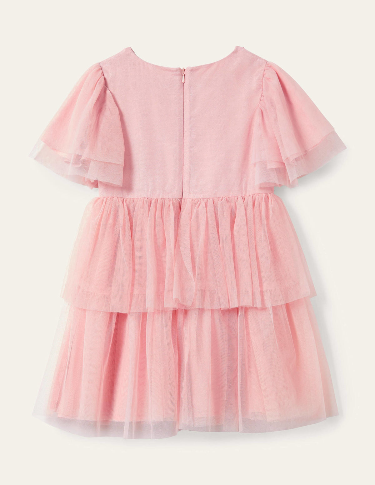 Appliqué Tiered Tulle Dress-Provence Dusty Pink Flowers - Image 2