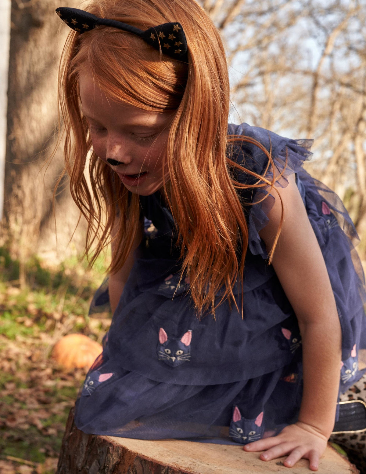 Tulle Appliqué Halloween Dress-Starboard Blue Cat - Image 11