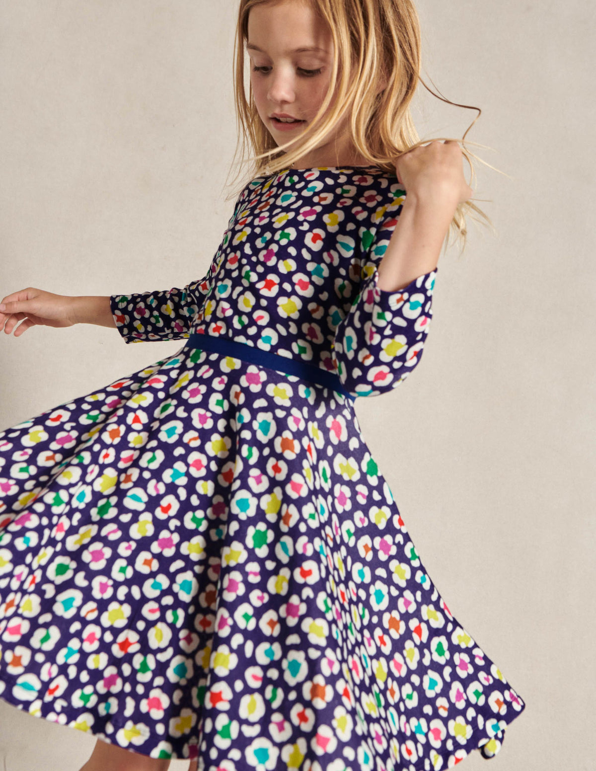Twirly Skater Dress-Starboard Blue Leopard-7