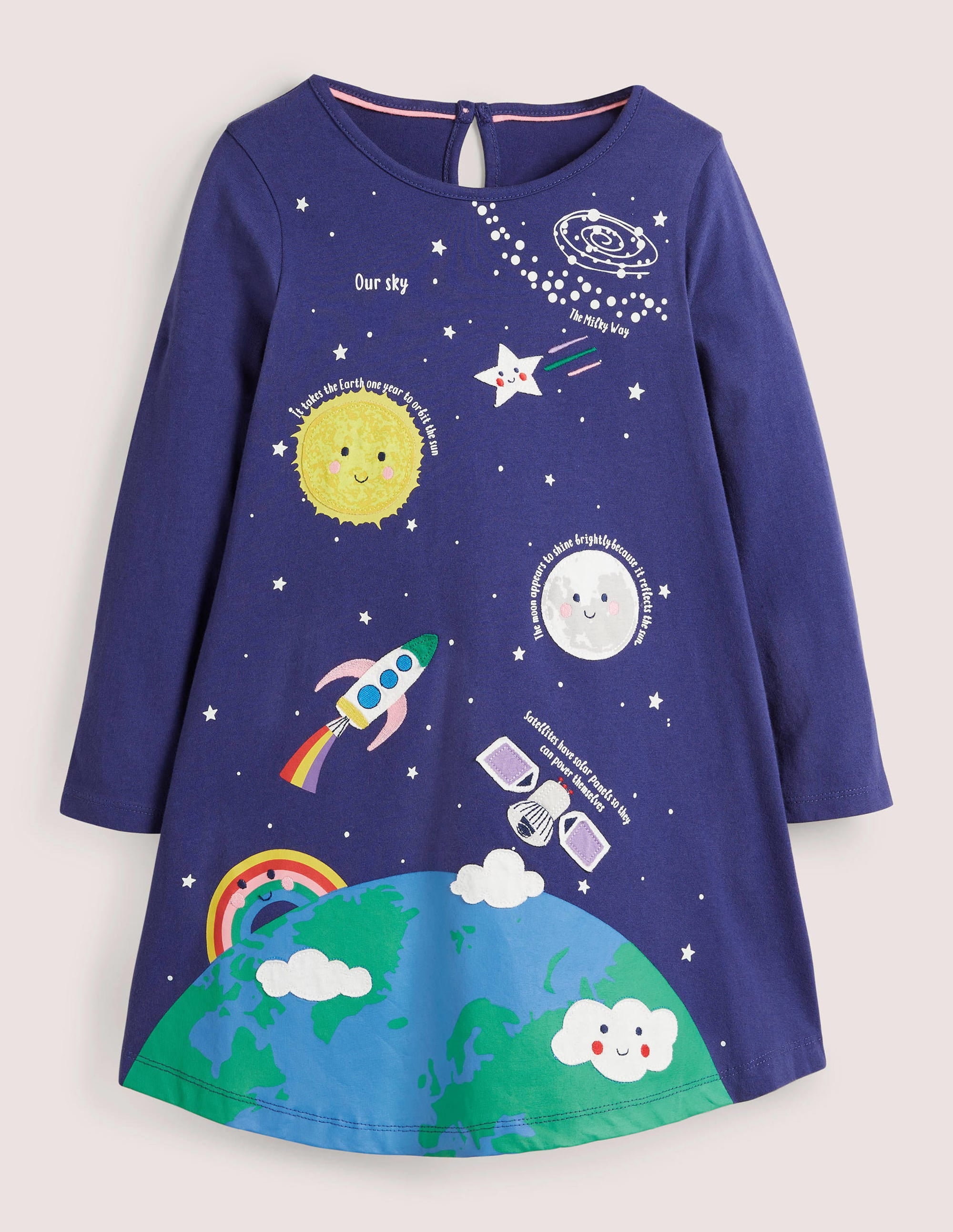 Space Big Appliqué Dress-Starboard Blue - Image 1