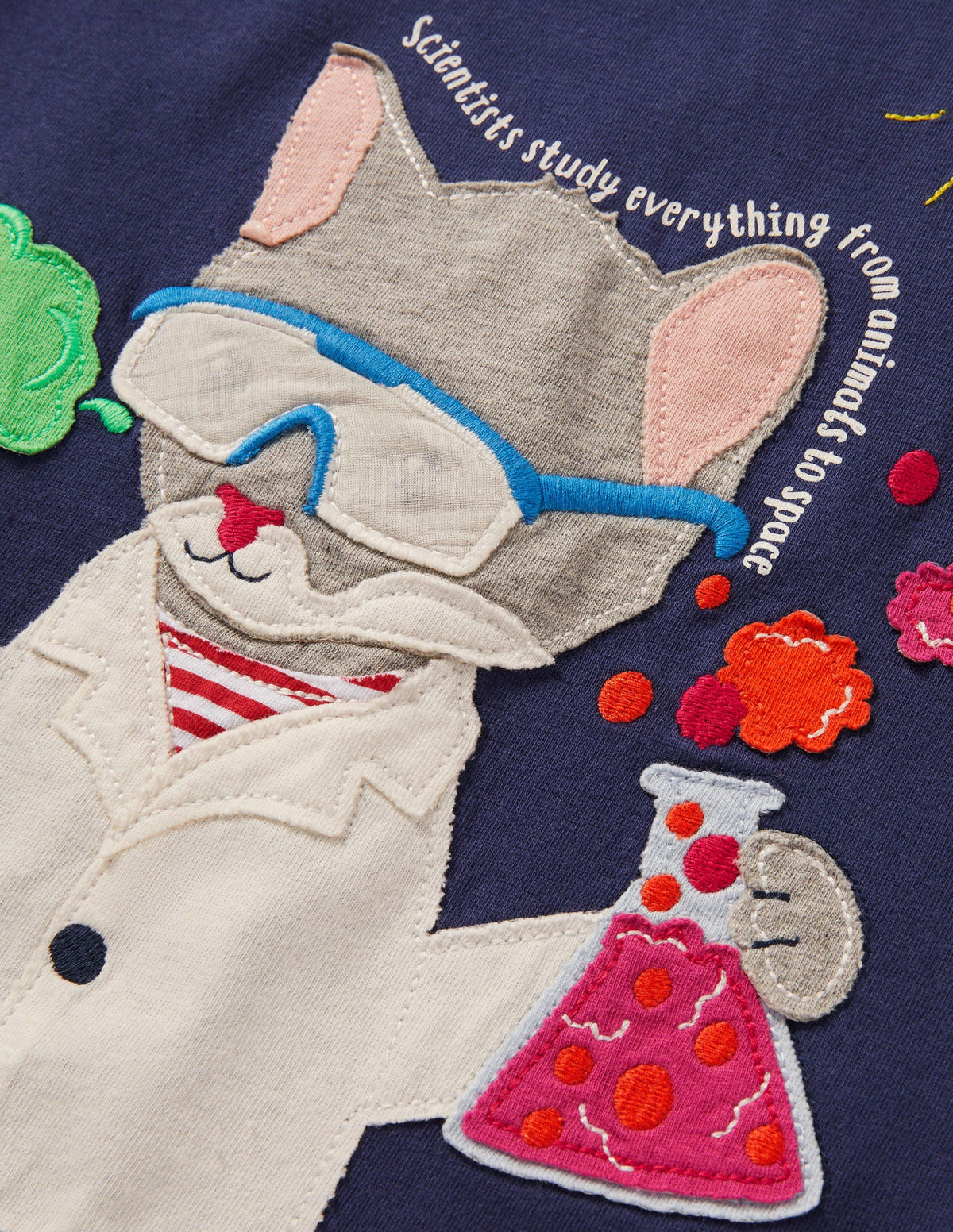 Educational Appliqué T-shirt-Starboard Blue Scientist Cat - Image 3
