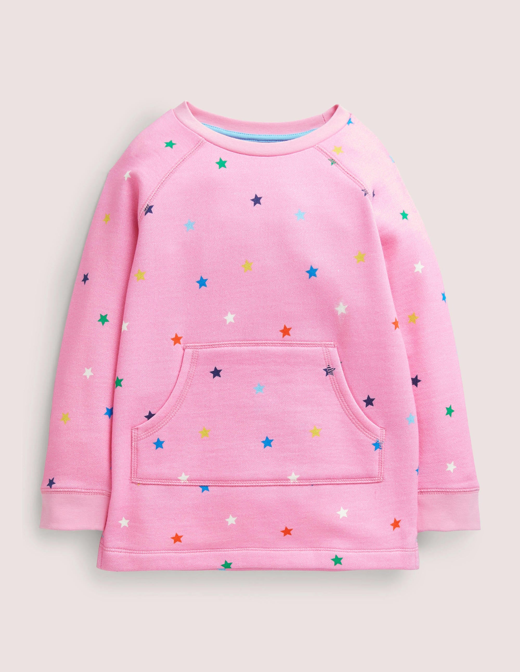 Multi Star Pink Sweatshirt Tunic-Bright Petal Pink Stars - Image 1