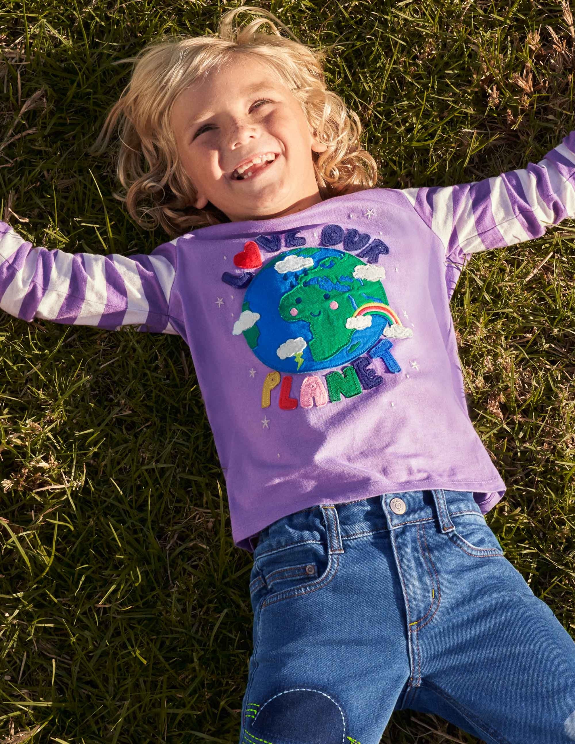 Graphic Rainbow T-shirt-Purple Love Our Planet - Image 4