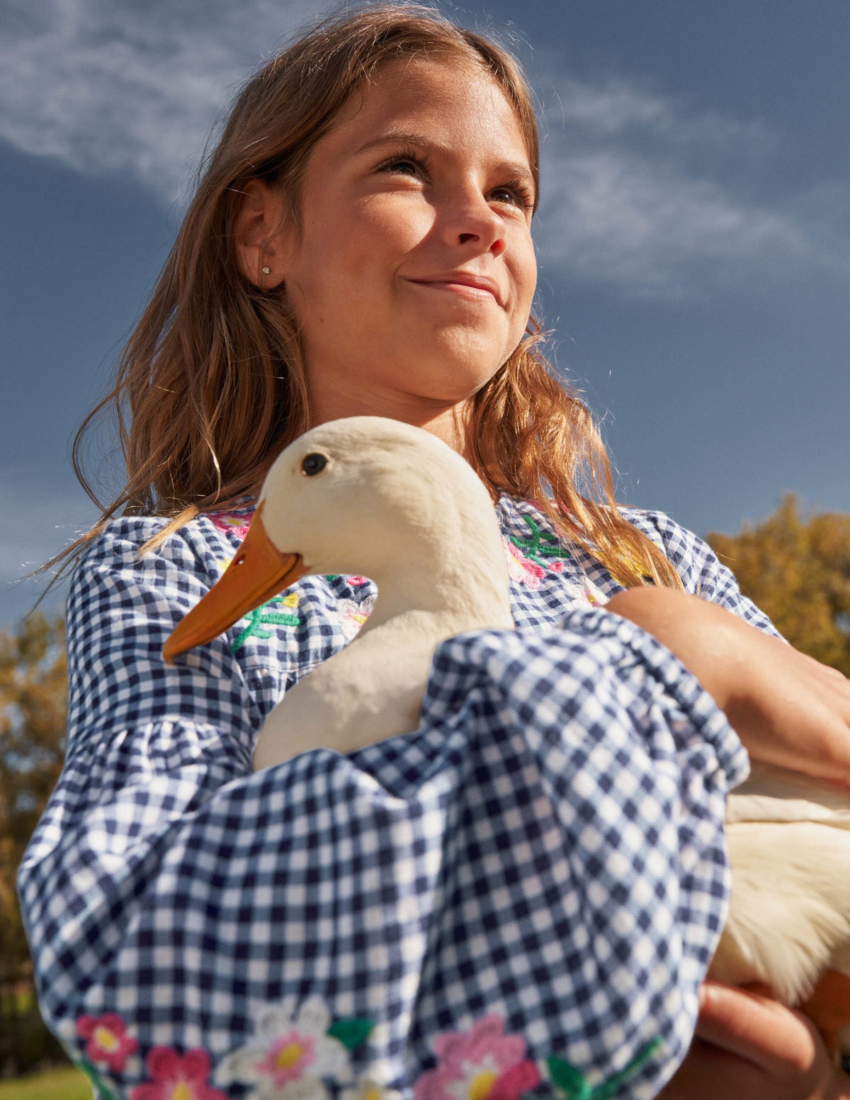 Embroidered Woven Dress-Starboard Blue Gingham - Image 5