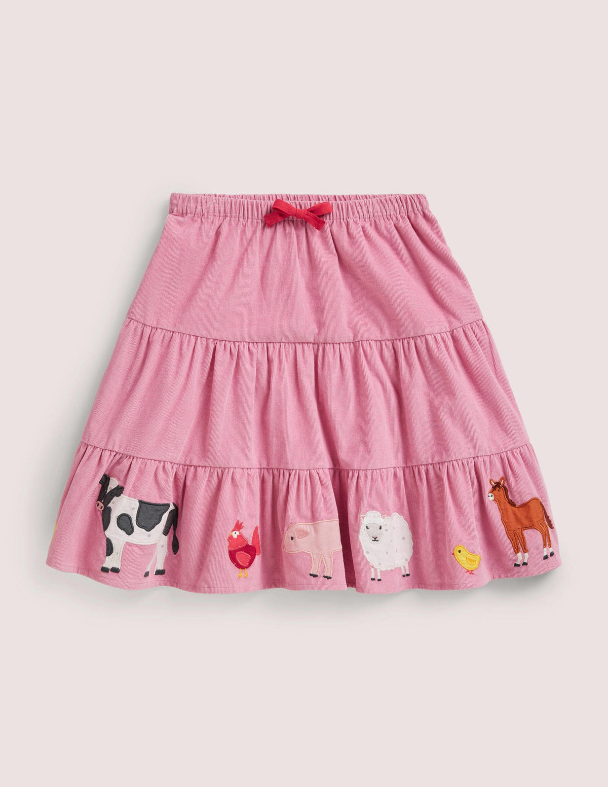 Cord Appliqué Midi Skirt-Formica Pink Farm Animals - Image 1