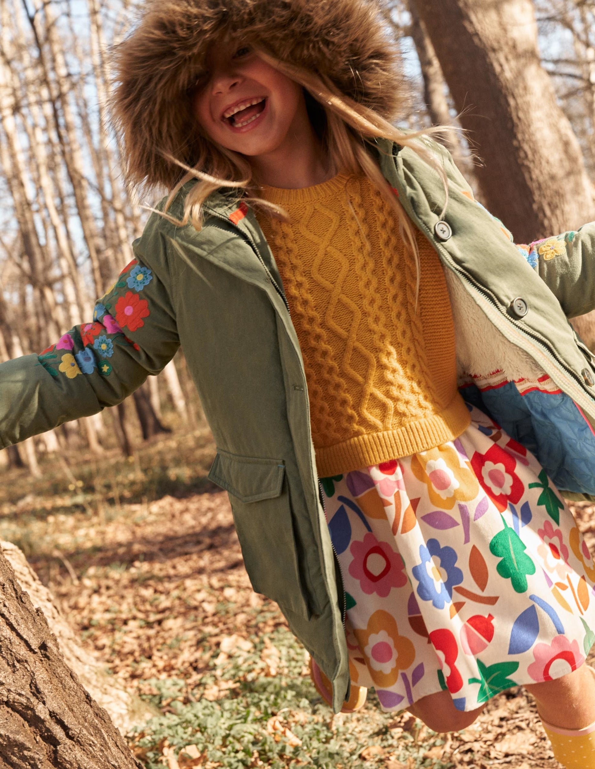 Woven & Knit Mix Dress-Ochre Acorn Floral-4