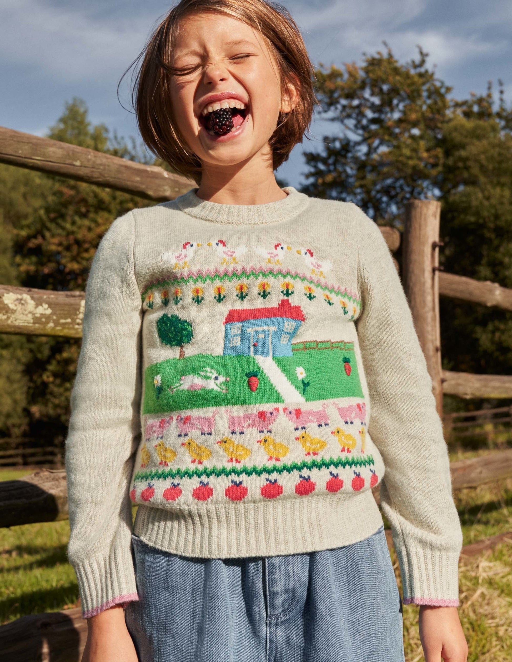 Farm House Sweater-Oatmeal Marl House Scene-4