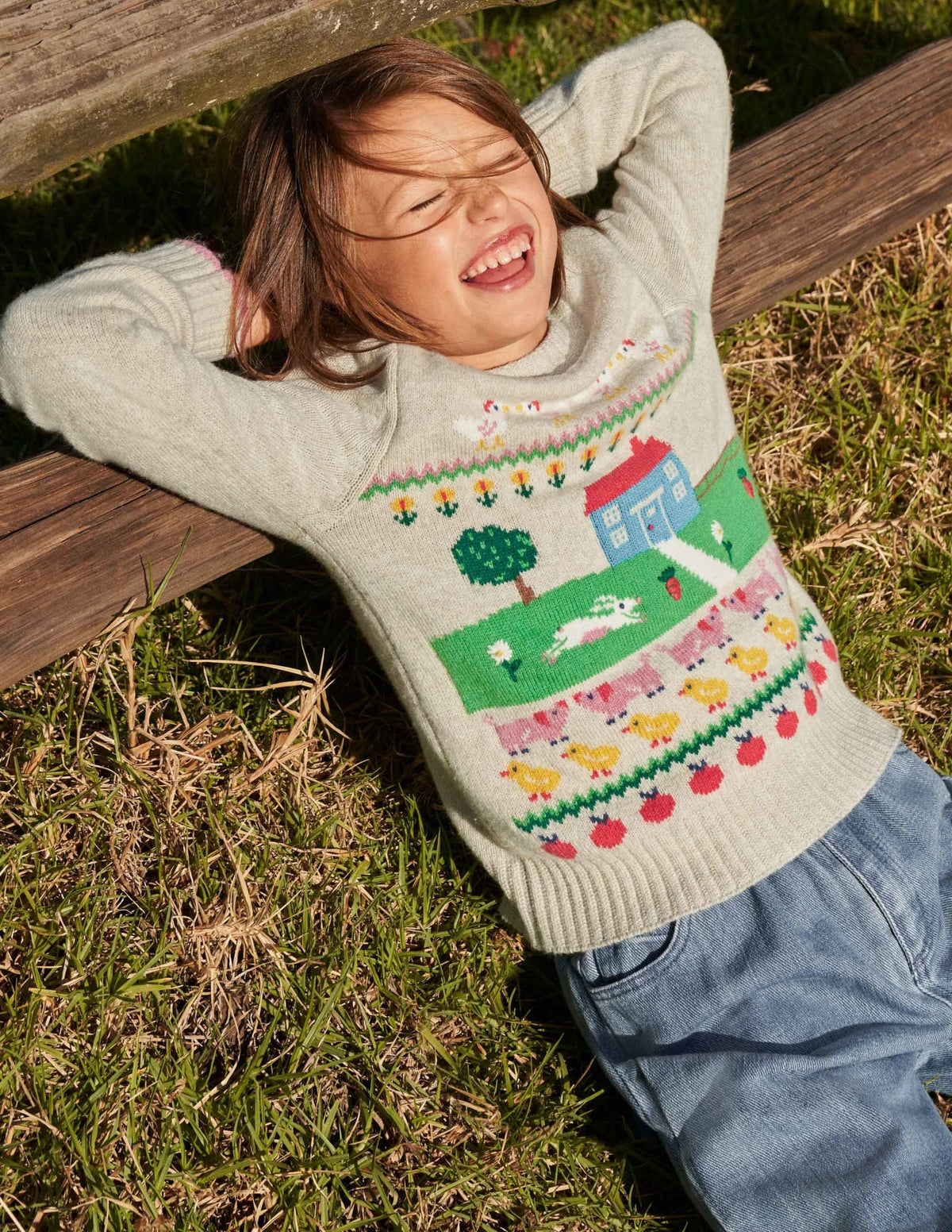 Farm House Sweater-Oatmeal Marl House Scene-5