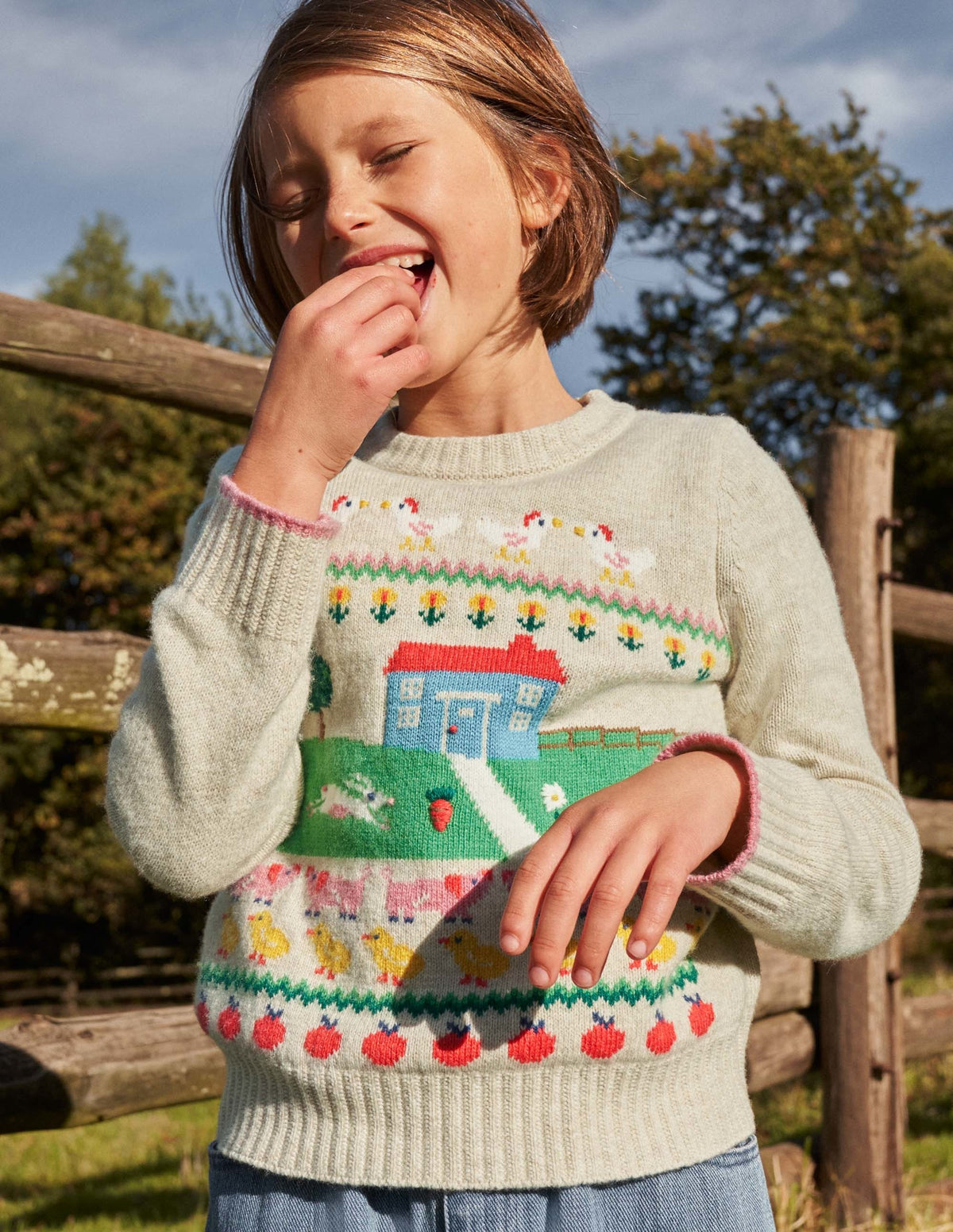 Farm House Sweater-Oatmeal Marl House Scene-6