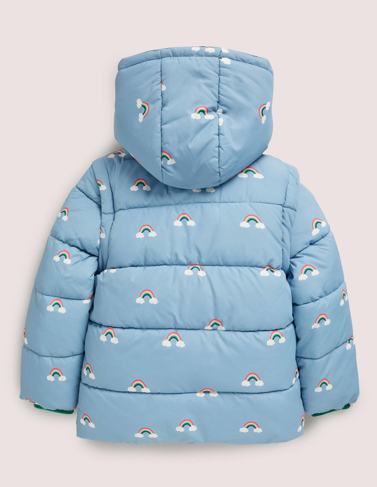 Blue Rainbow Print Puffer Jacket-Moroccan Blue Rainbows-2