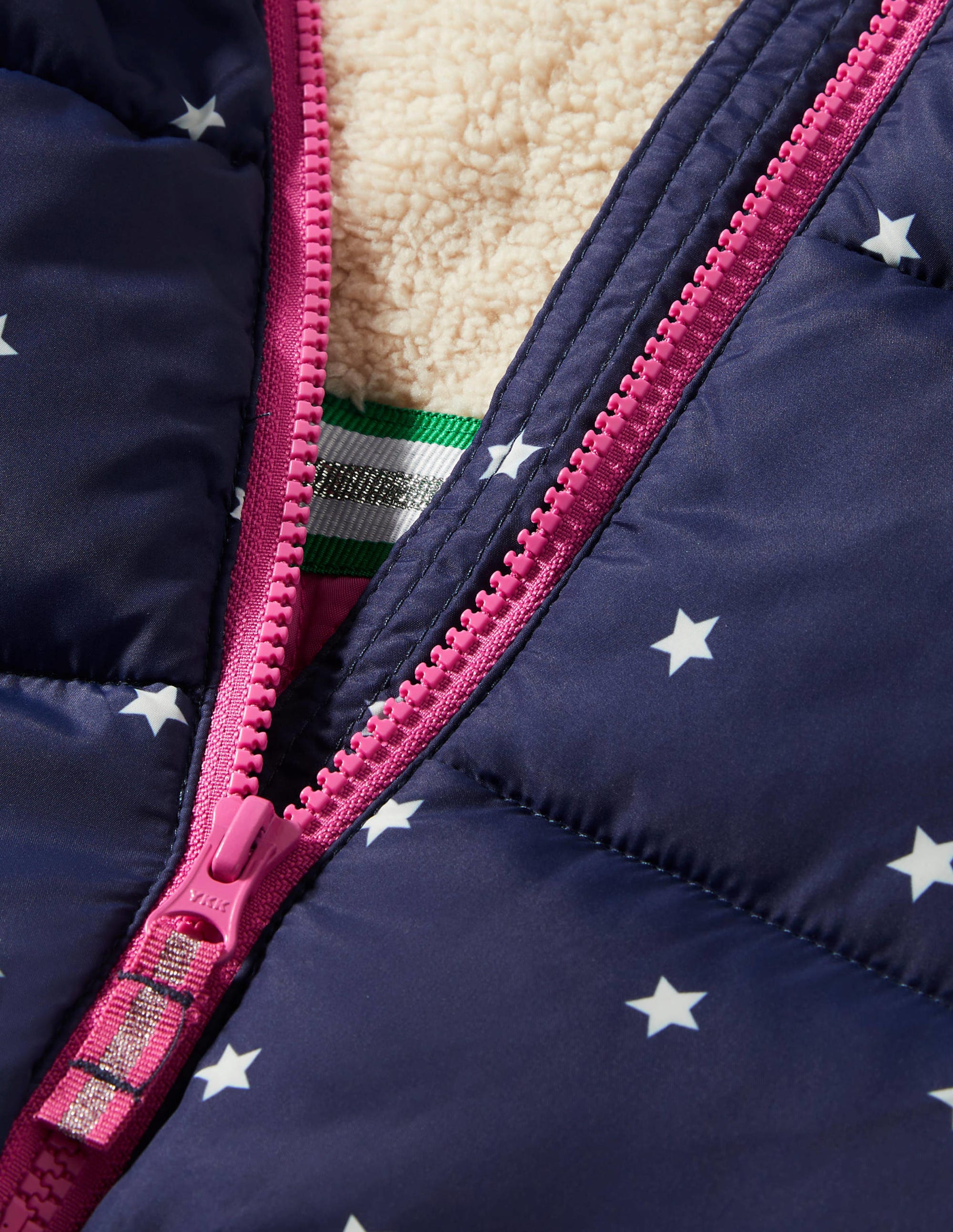 Navy Star Print Hooded Puffer Jacket-College Navy Confetti Star - Image 3