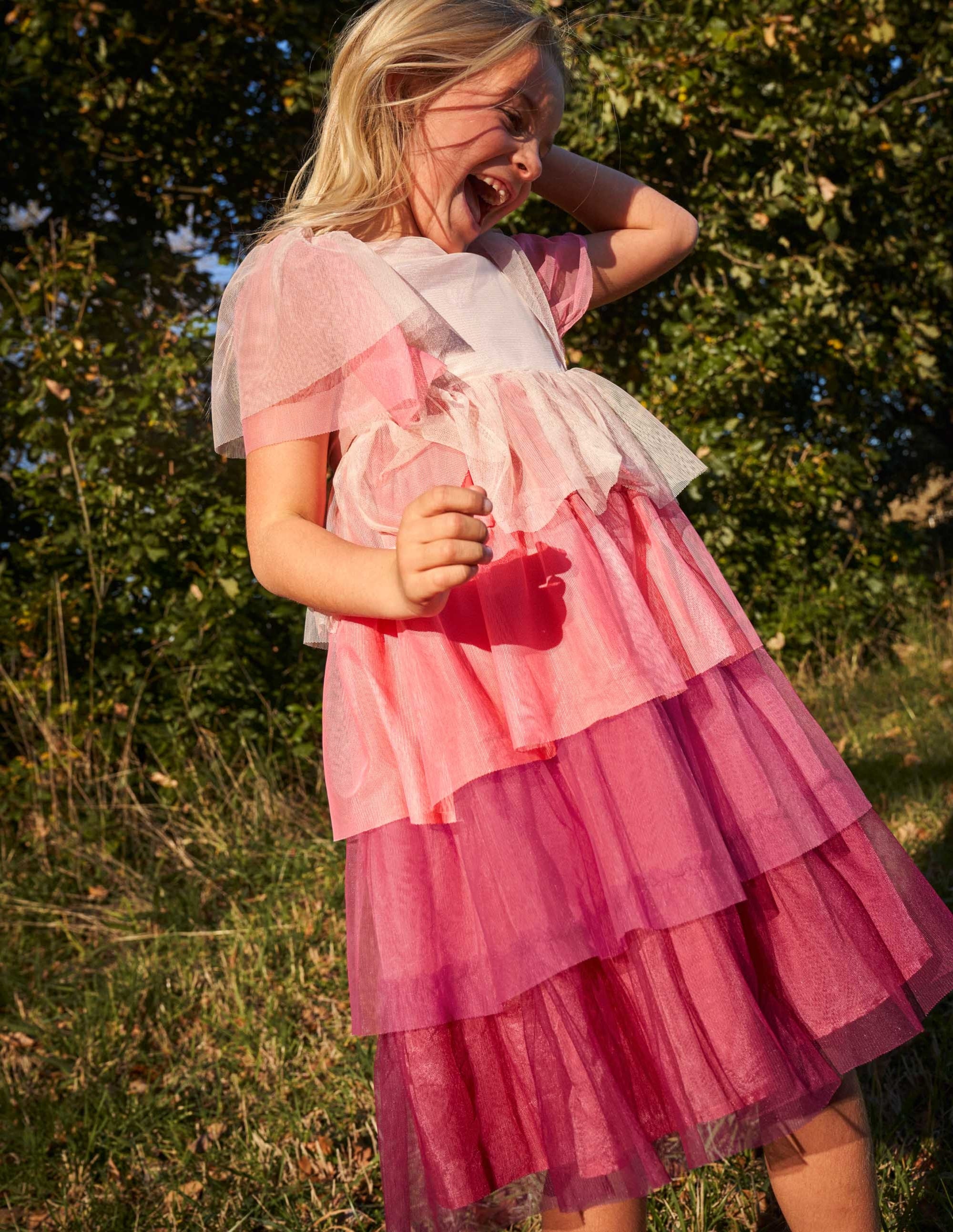 Tiered Tulle Party Dress-Provence Dusty Pink - Image 5