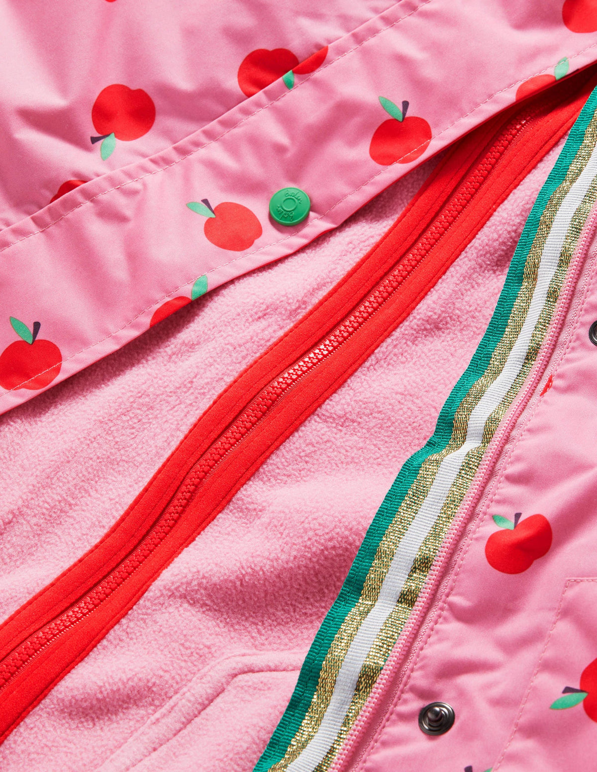 Pink Apple Print Waterproof Jacket-Formica Pink Apples-3