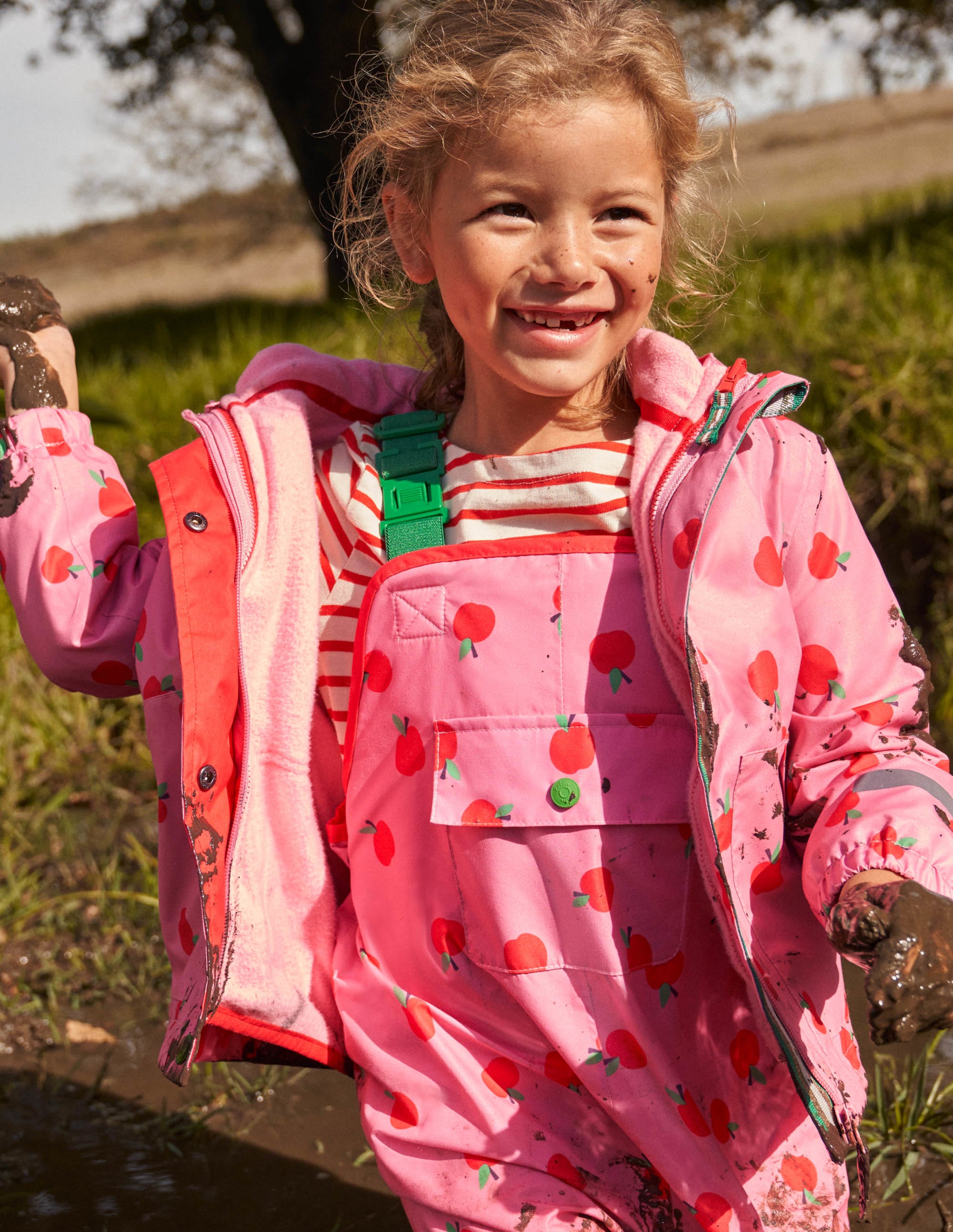 Pink Apple Print Waterproof Jacket-Formica Pink Apples - Image 6