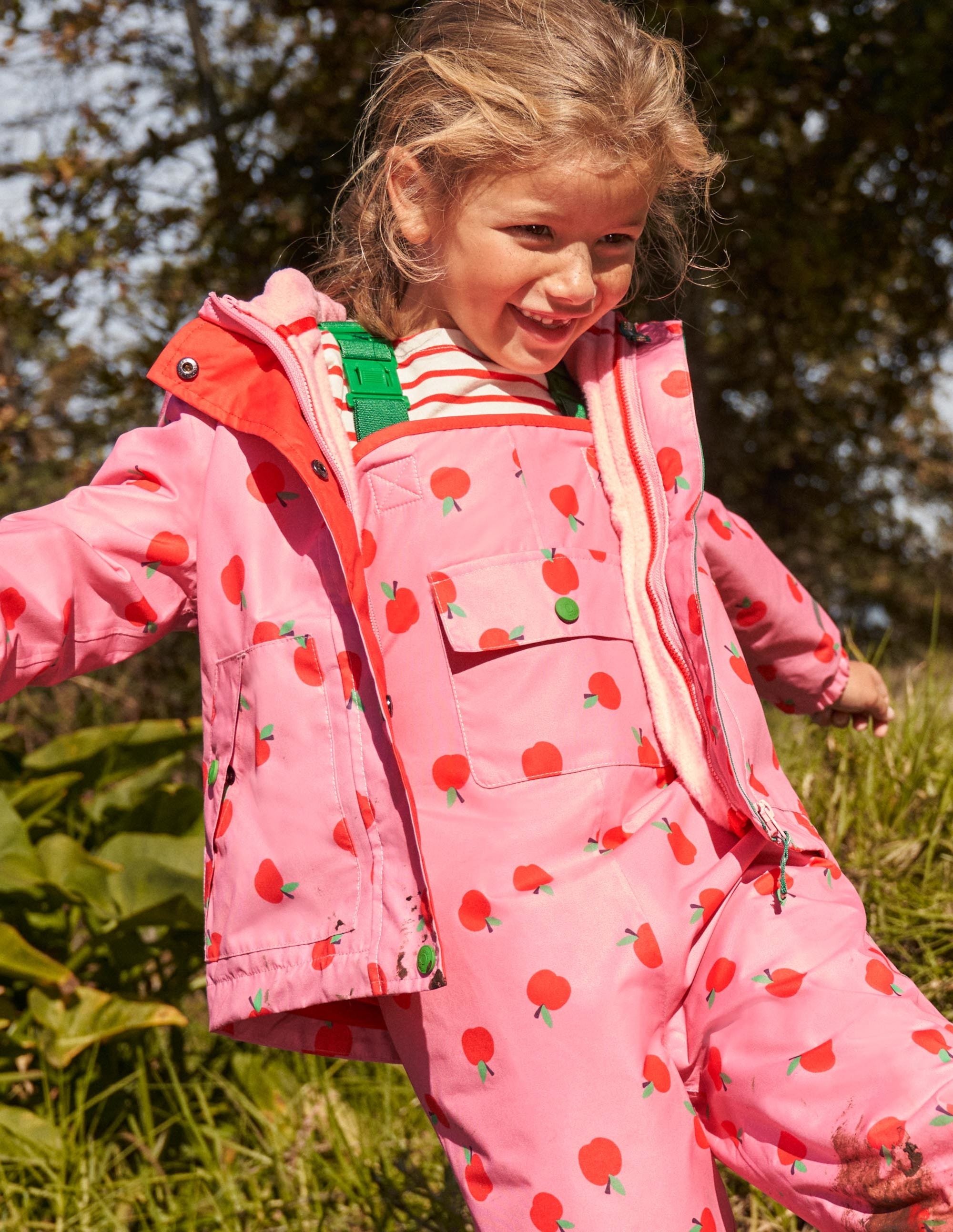 Pink Apple Print Waterproof Jacket-Formica Pink Apples - Image 7