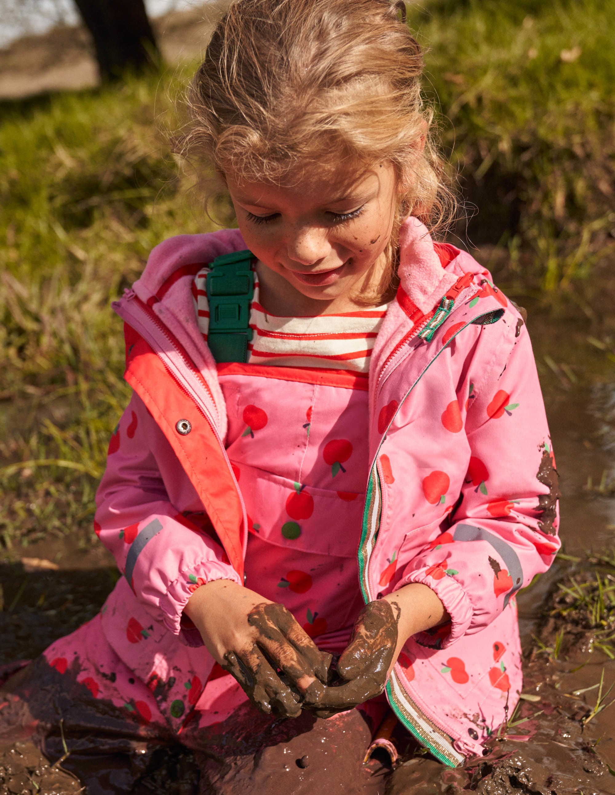 Pink Apple Print Waterproof Jacket-Formica Pink Apples - Image 10