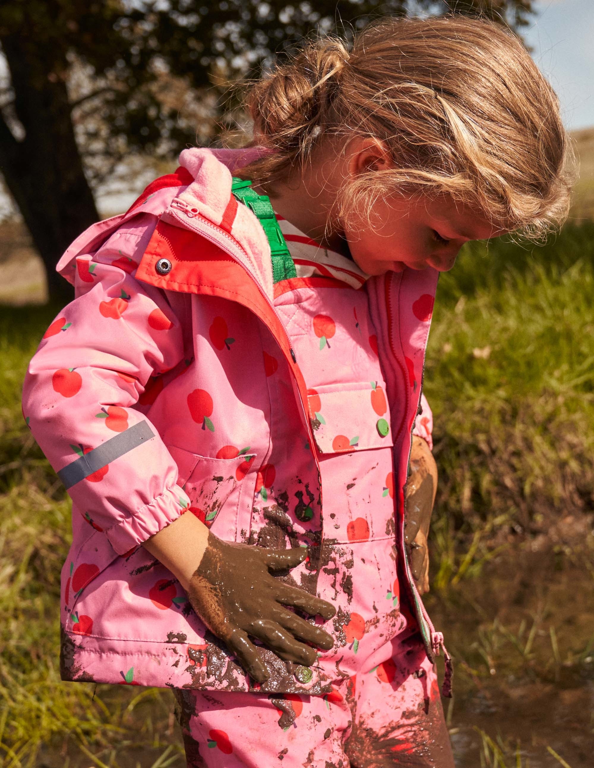 Pink Apple Print Waterproof Jacket-Formica Pink Apples - Image 13