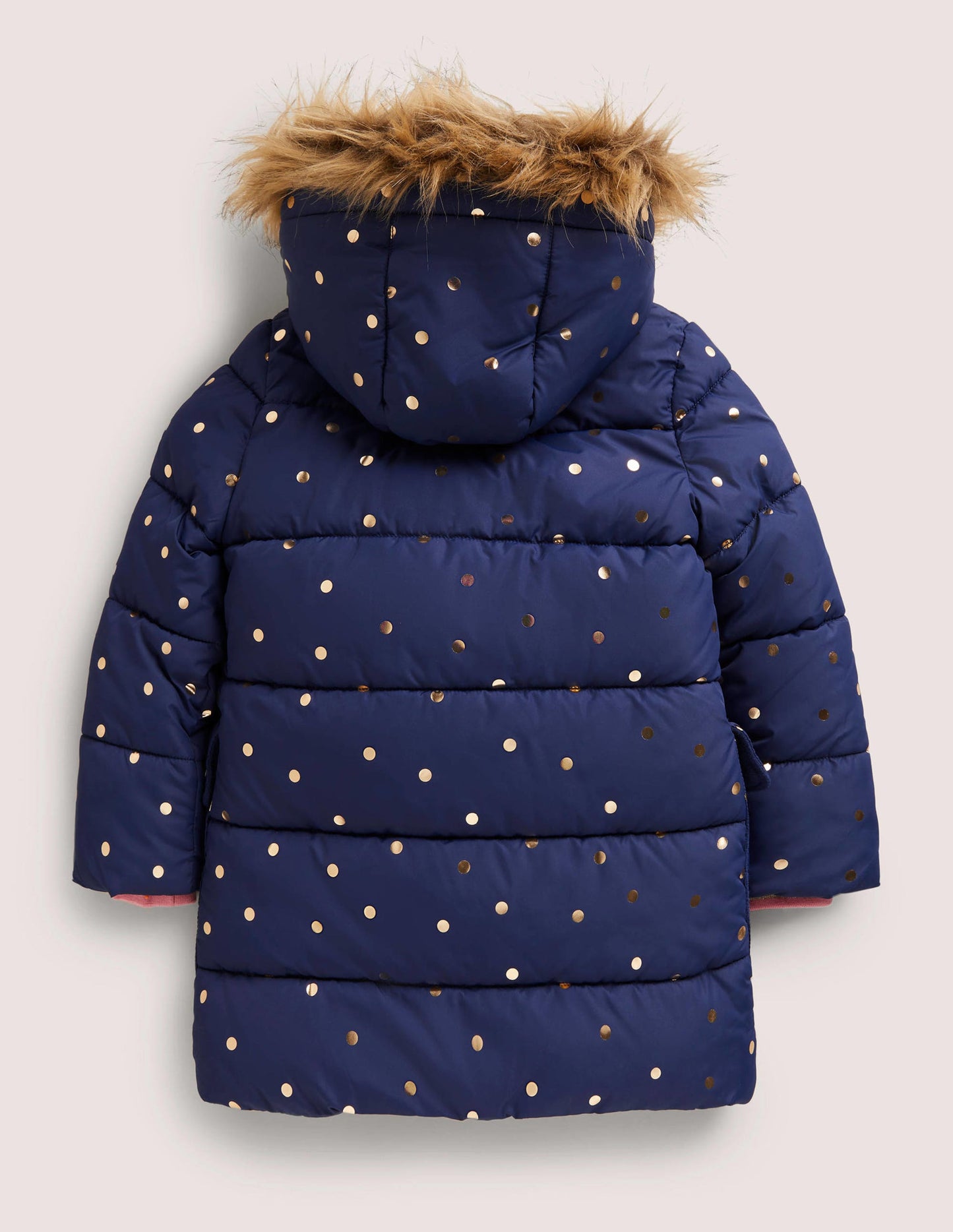 Gold Polka Dot Navy Puffer Jacket-College Navy Foil Spot