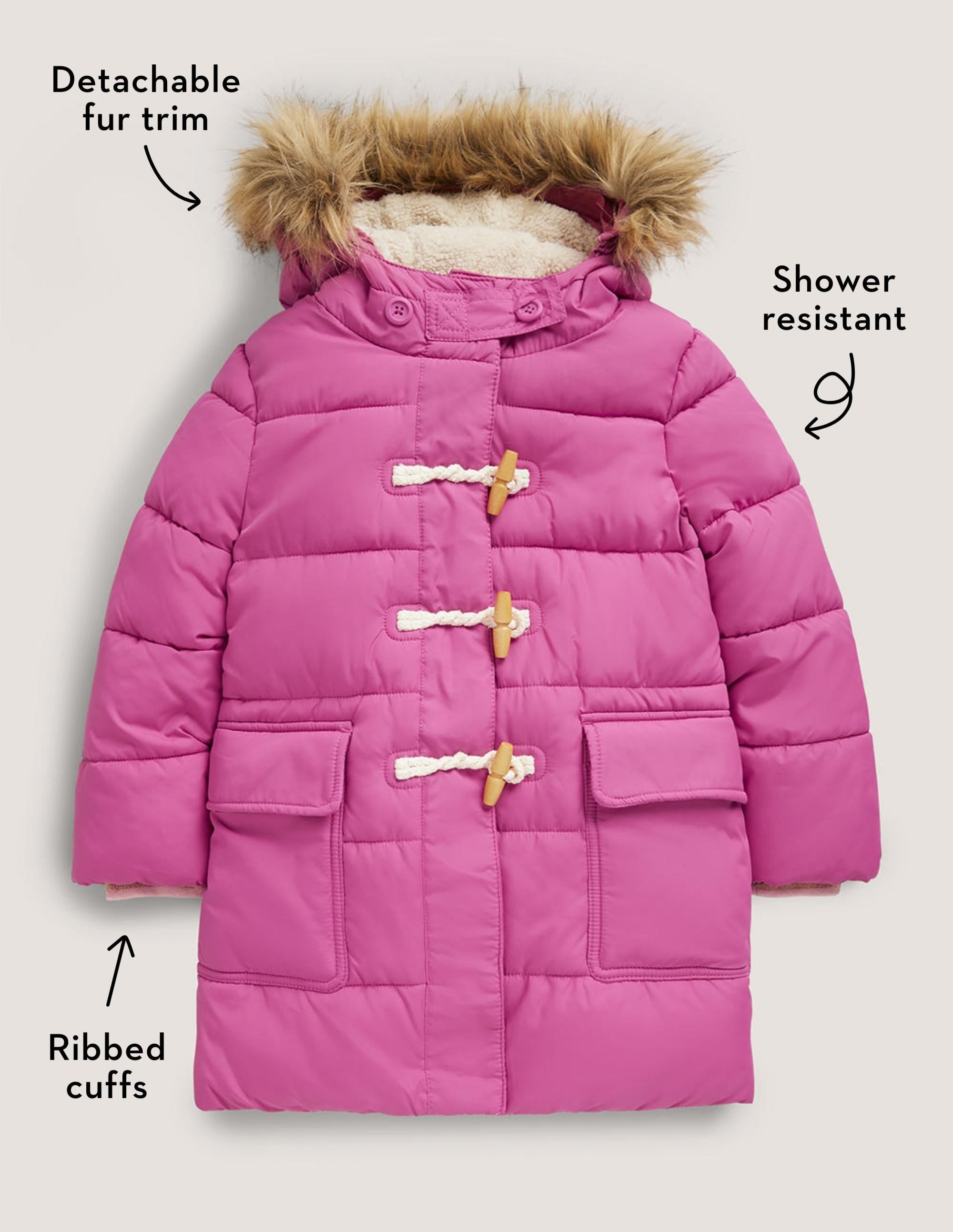 Pink Hooded Puffer Jacket-Sweet Pink - Image 5