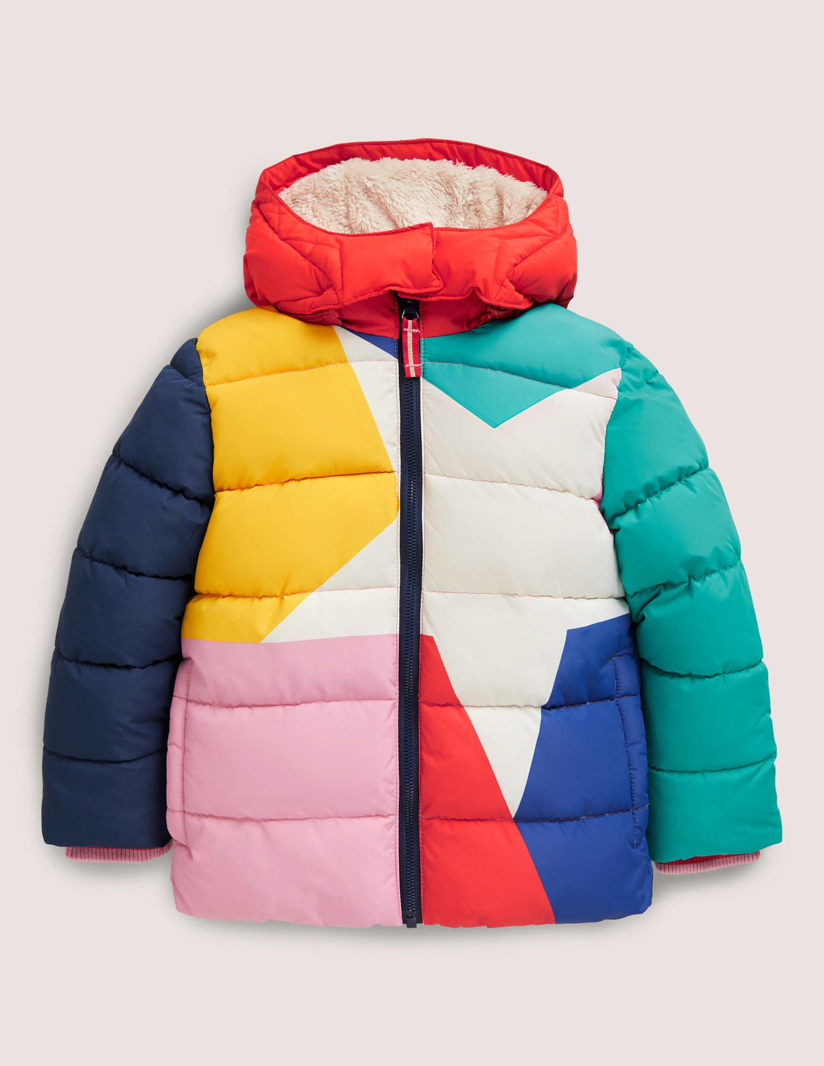 Multicolor Waterproof Hooded Puffer Jacket-Multi Colourblock Star-1