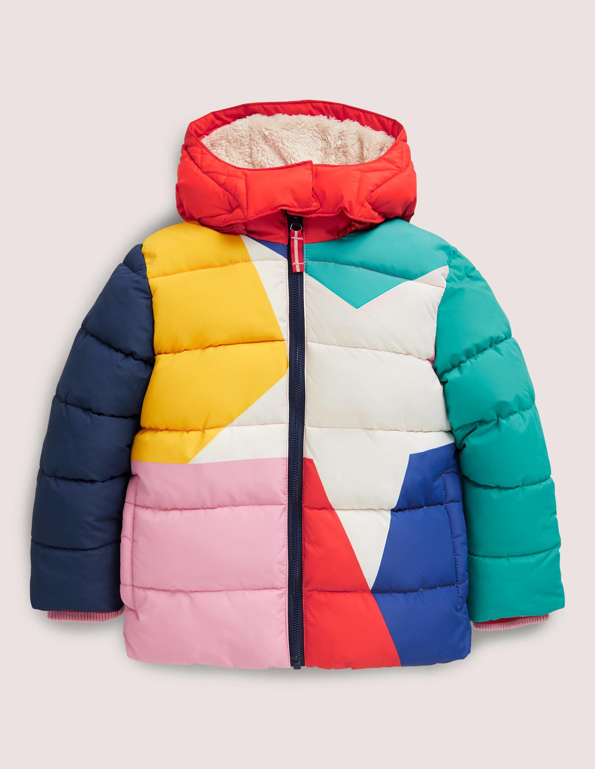 Multicolor Waterproof Hooded Puffer Jacket-Multi Colourblock Star - Image 1