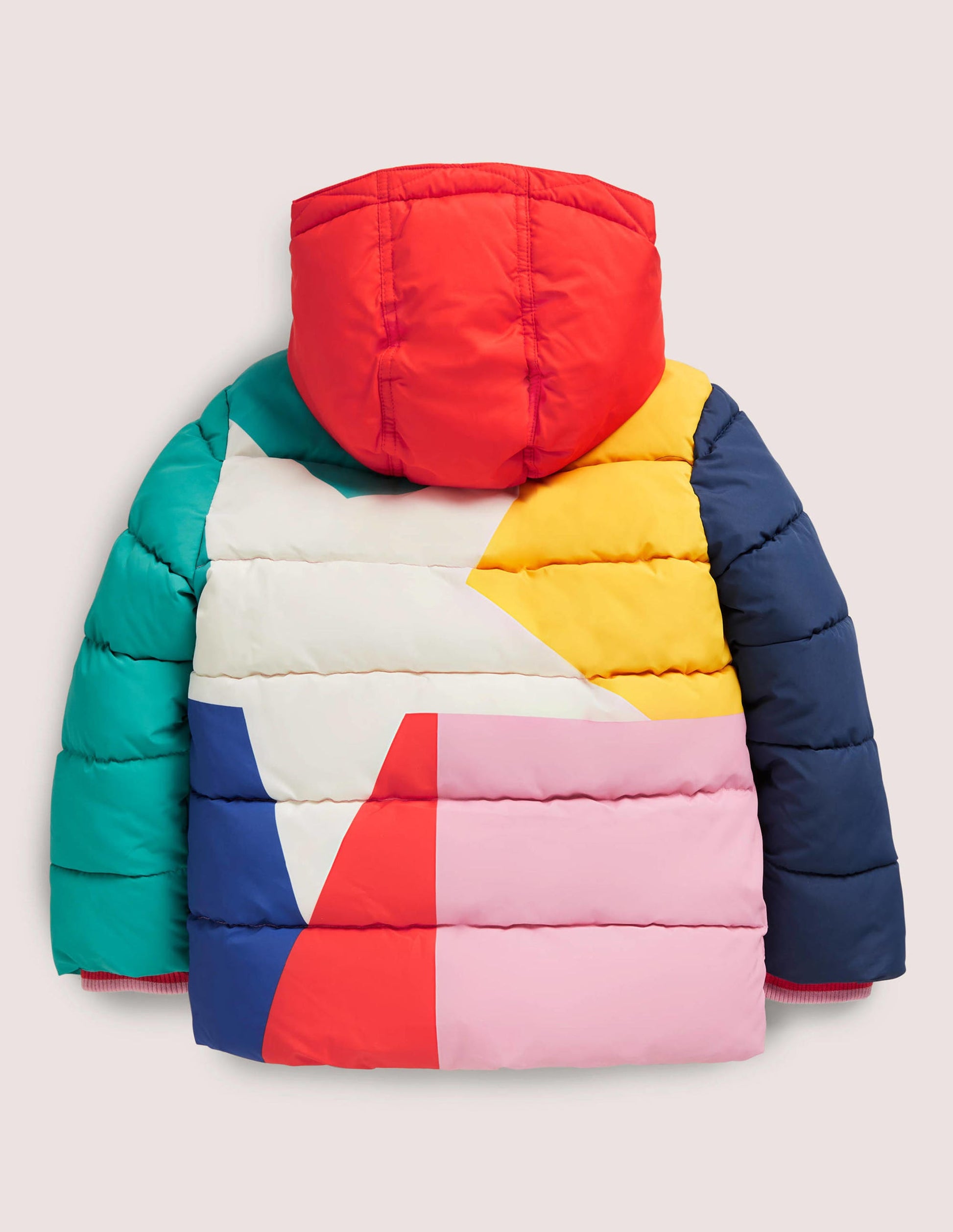 Multicolor Waterproof Hooded Puffer Jacket-Multi Colourblock Star-2