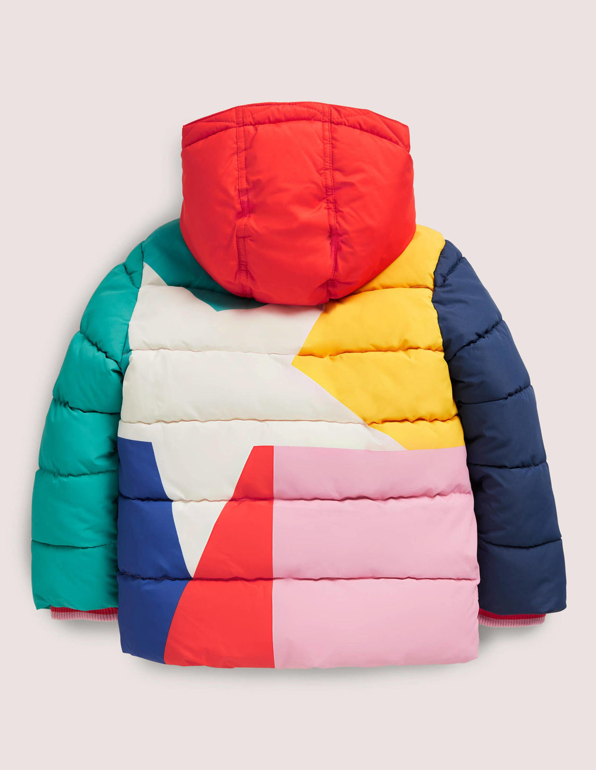 Multicolor Waterproof Hooded Puffer Jacket-Multi Colourblock Star - Image 2