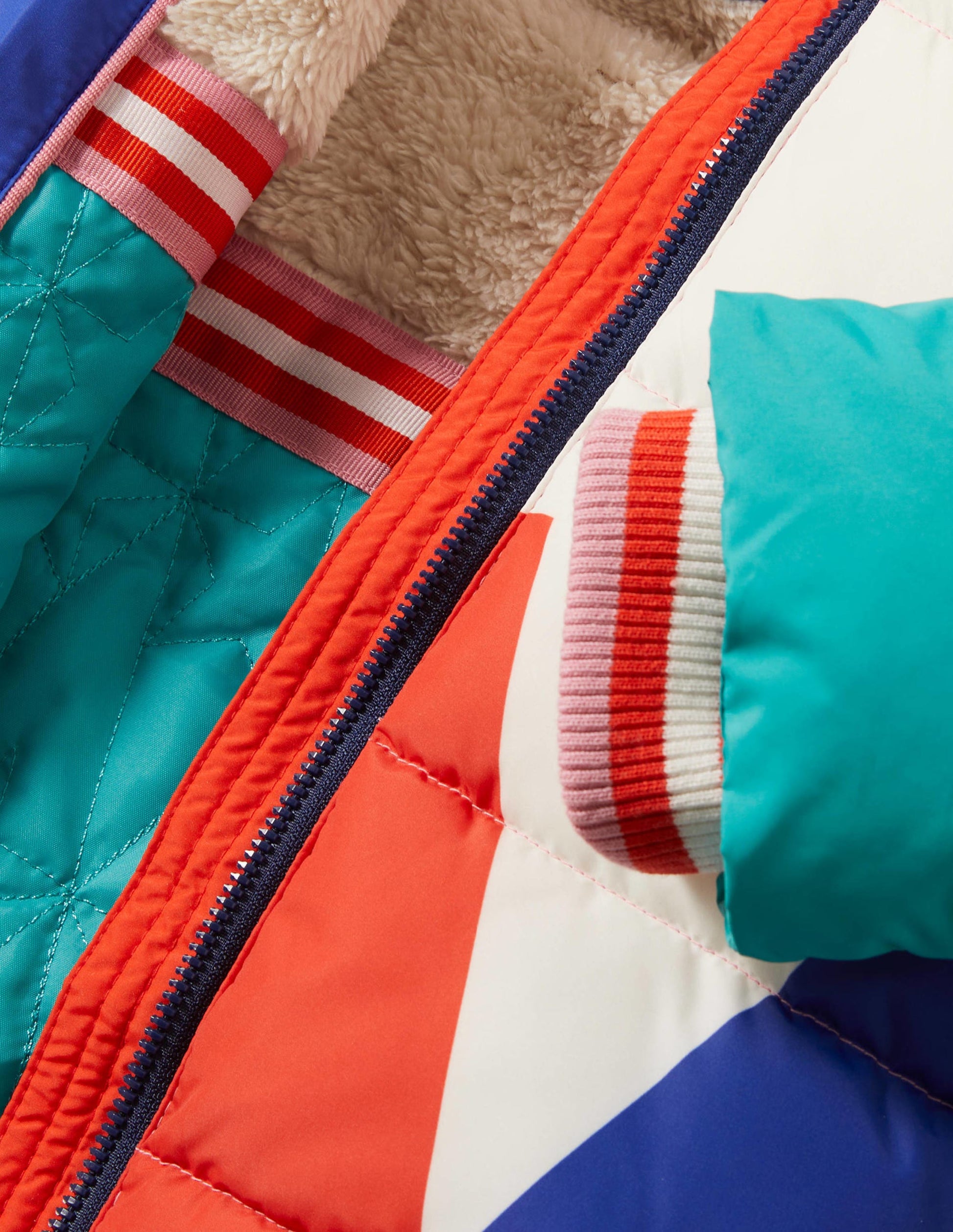 Multicolor Waterproof Hooded Puffer Jacket-Multi Colourblock Star-3