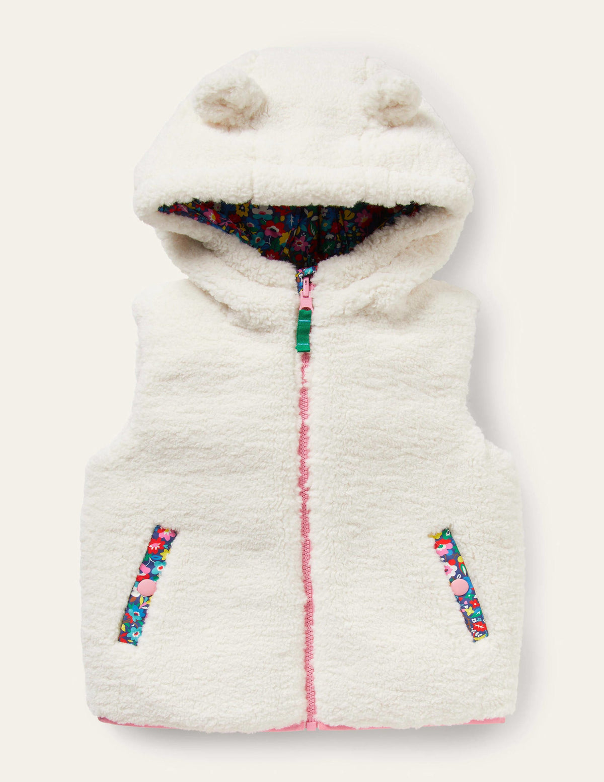Borg Mix Reversible Gilet-Multi Patchwork Floral - Image 1