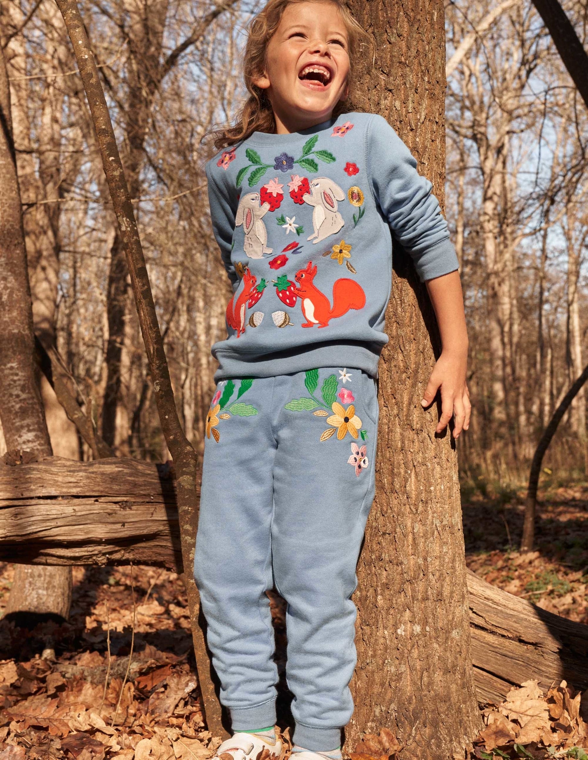 Embroidered Joggers-Riviera Blue Floral-4