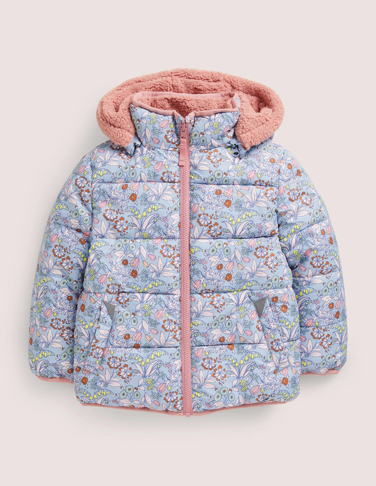 Reversible Borg Jacket-Dusty Blue Floral-1