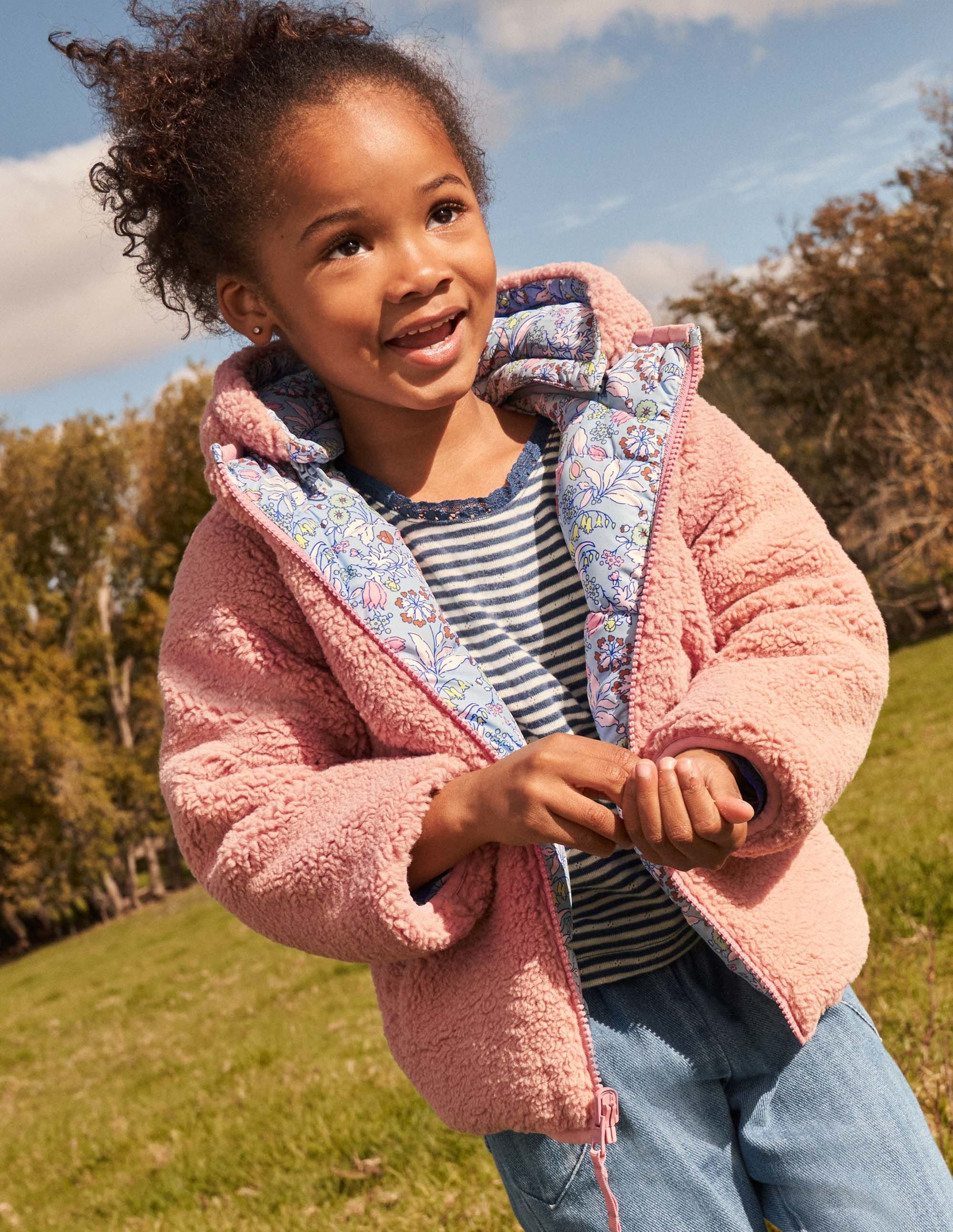 Reversible Borg Jacket-Dusty Blue Floral - Image 5