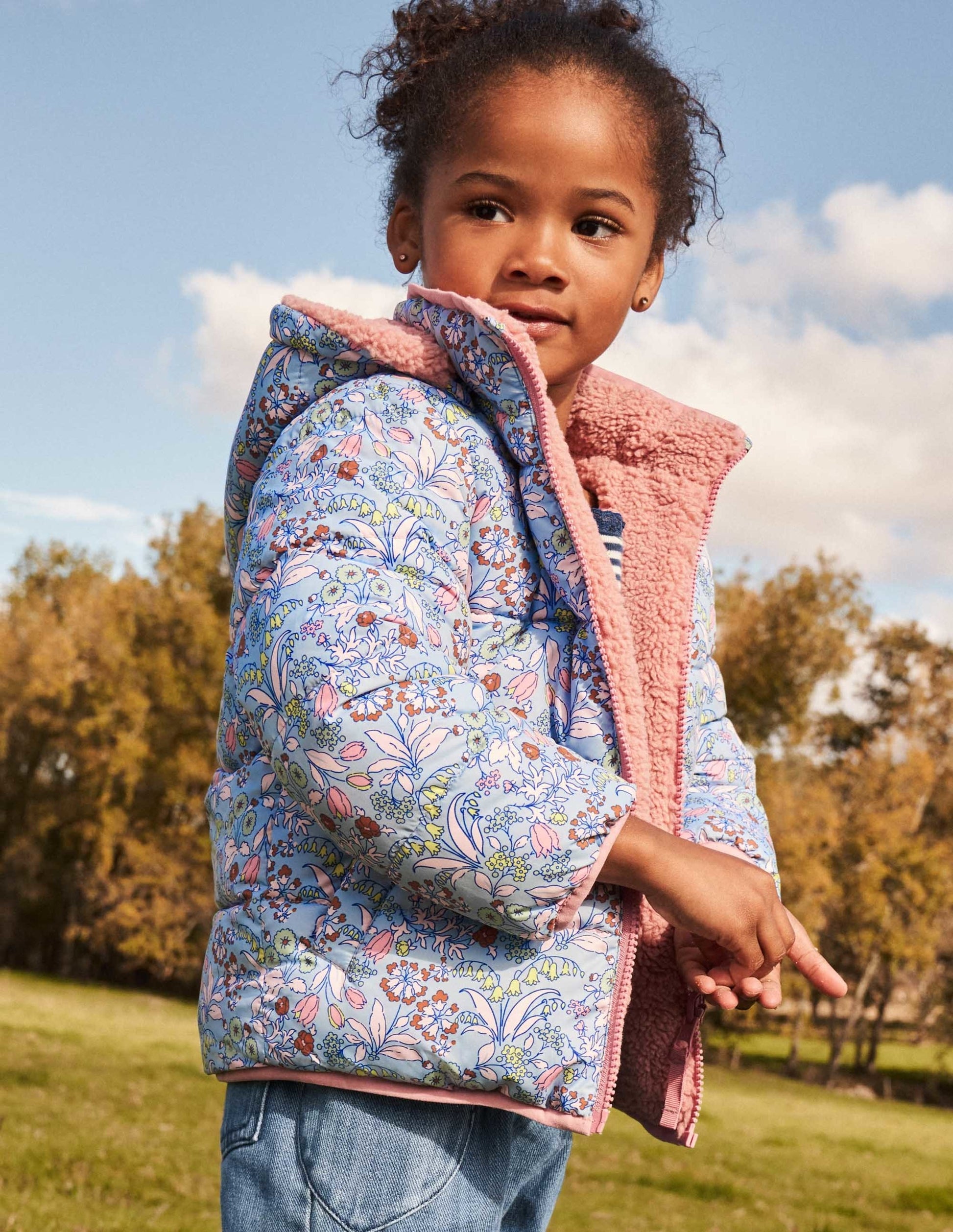 Reversible Borg Jacket-Dusty Blue Floral-8