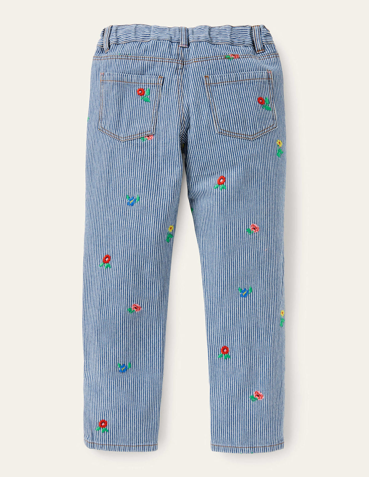 Girlfriend Jeans-Ticking Floral Embroidery - Image 2