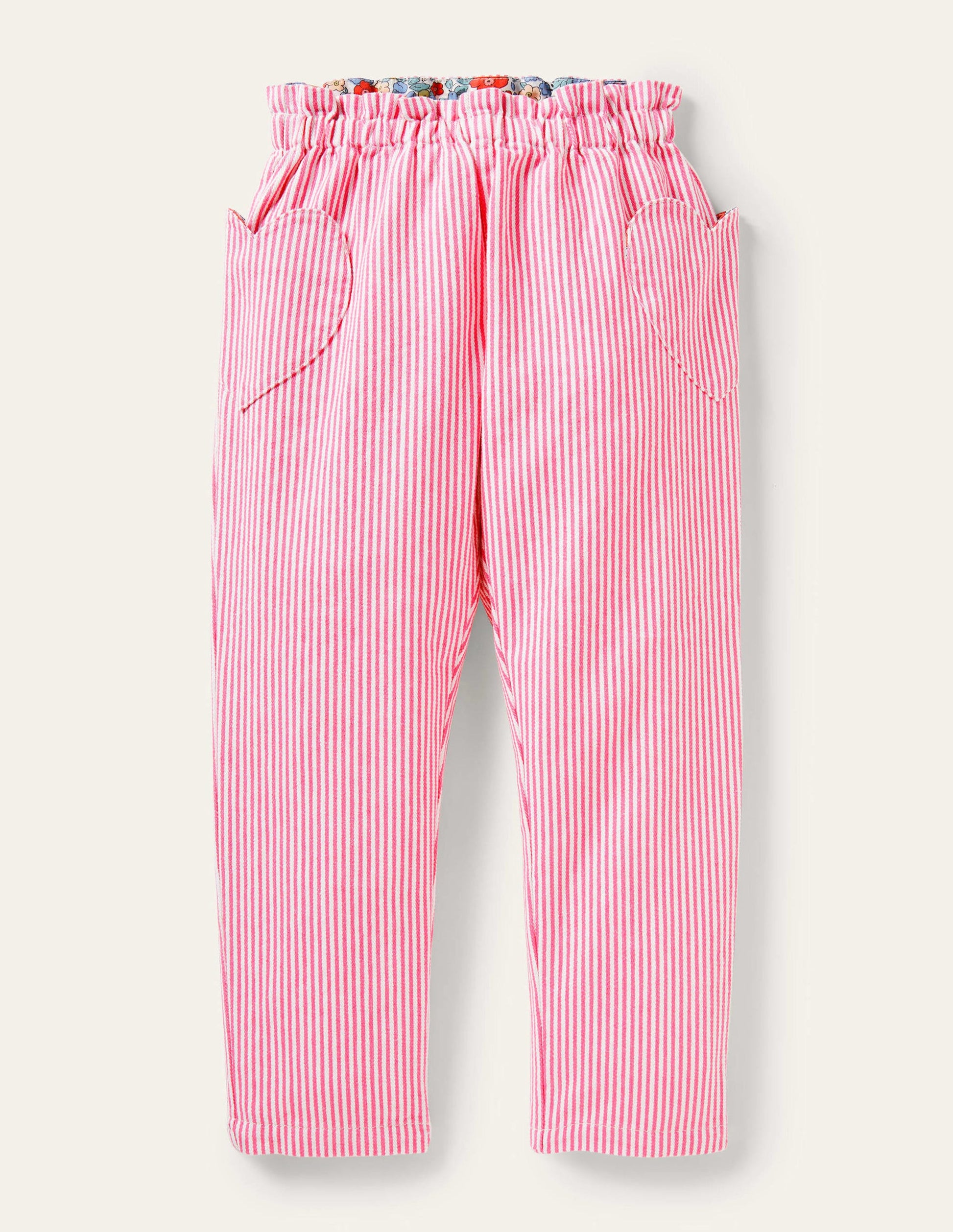 Pull-on Pants-Festival Pink Ticking Stripe-1