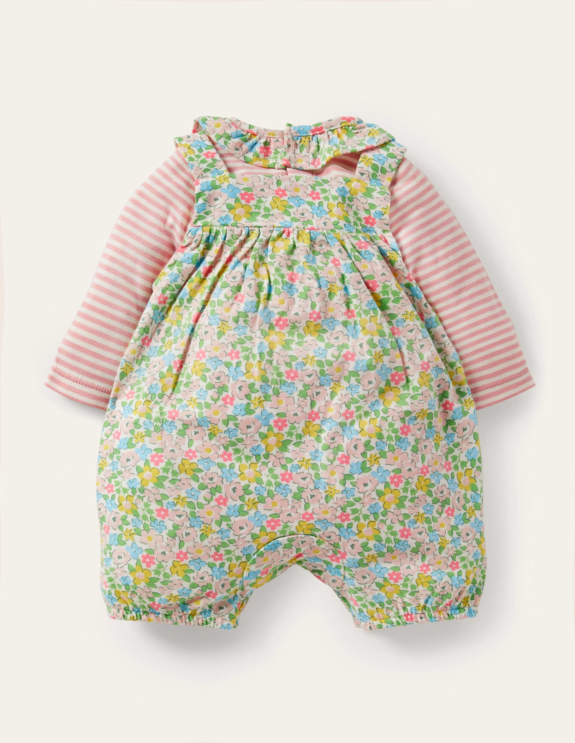 Organic Newborn Overalls Set-Aqua Spring Floral-2